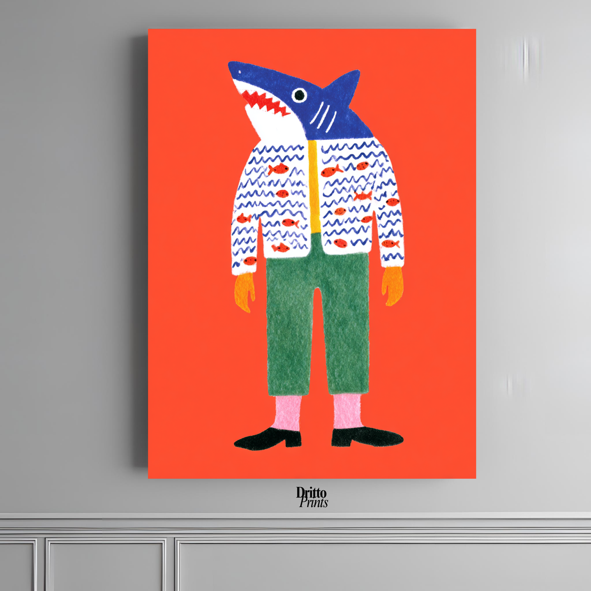 (PD33) Cyber Predator – High-Tech Shark Mask Poster