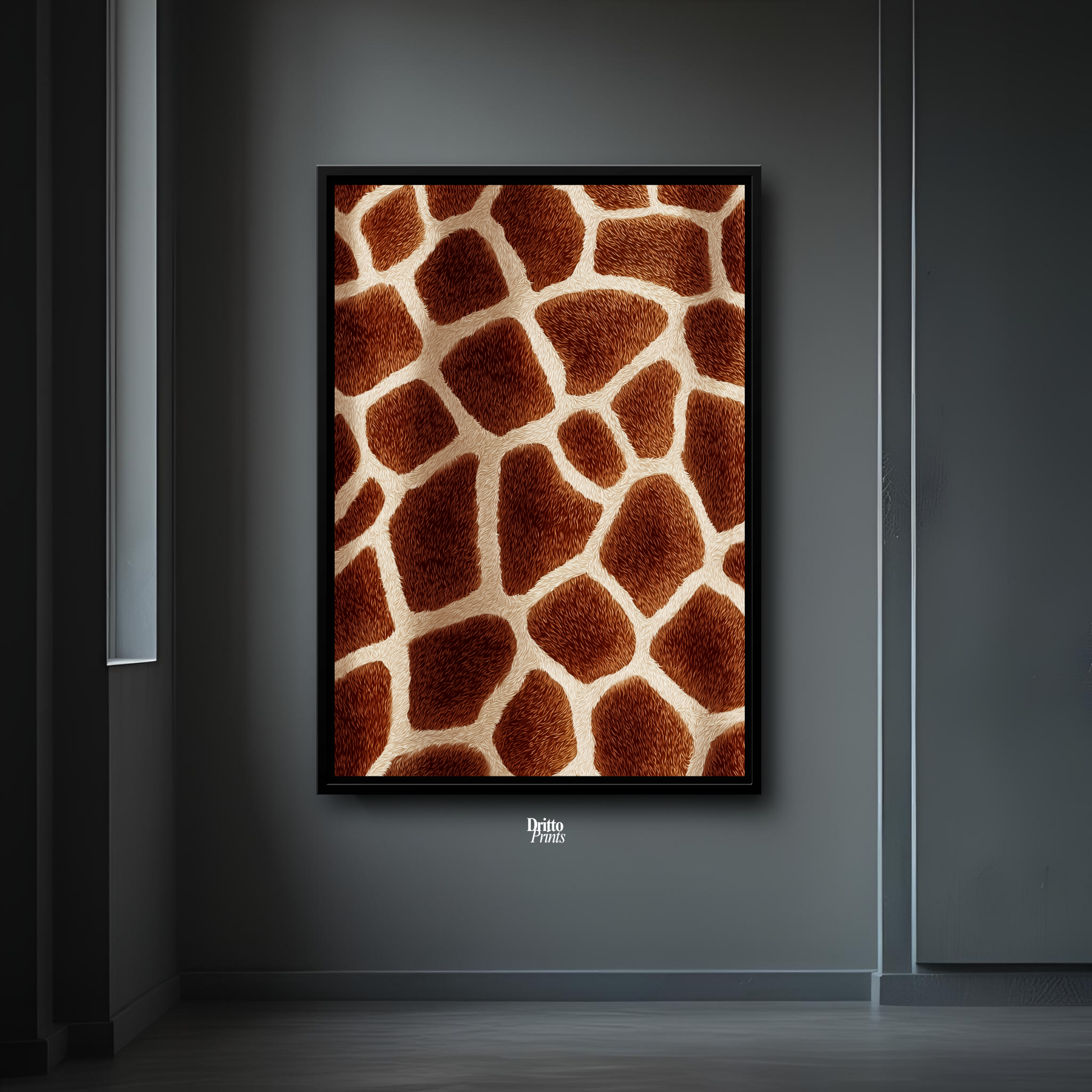 (CF7) Giraffe Stripes Skin Pattern - Framed canvas