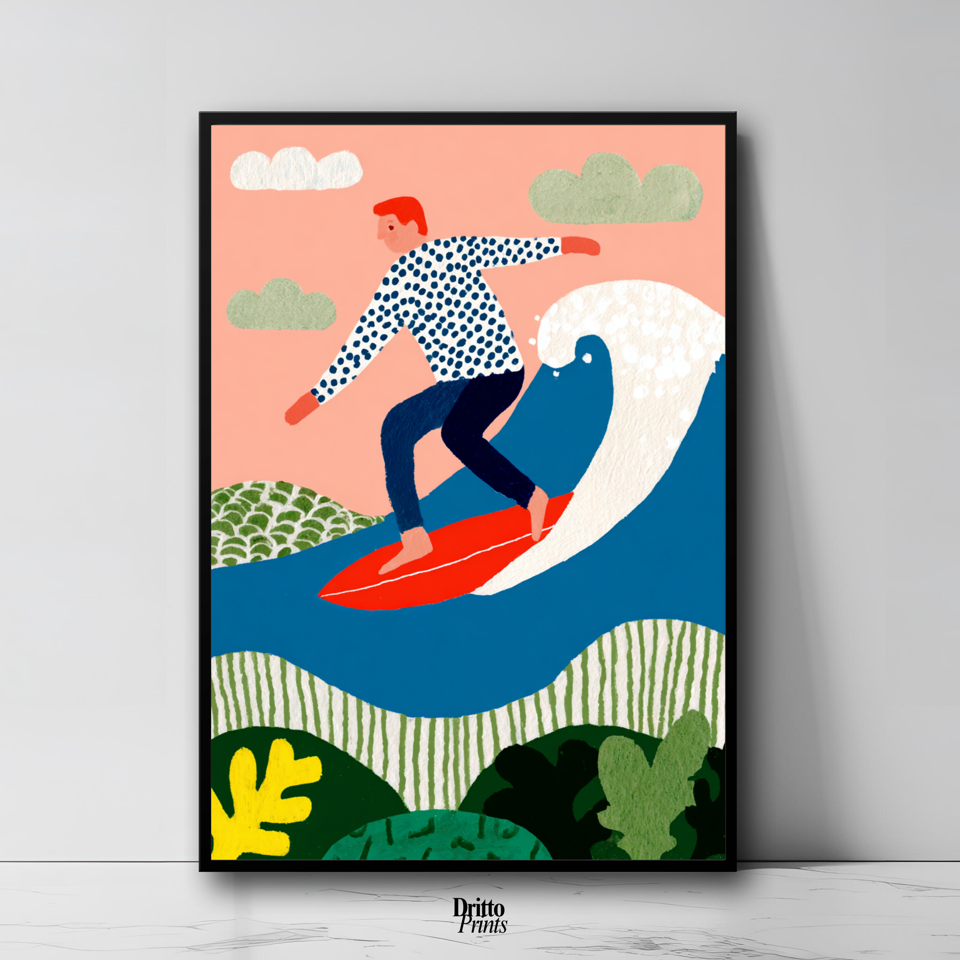 (FD39) Big Wave Ride – Framed matte paper poster