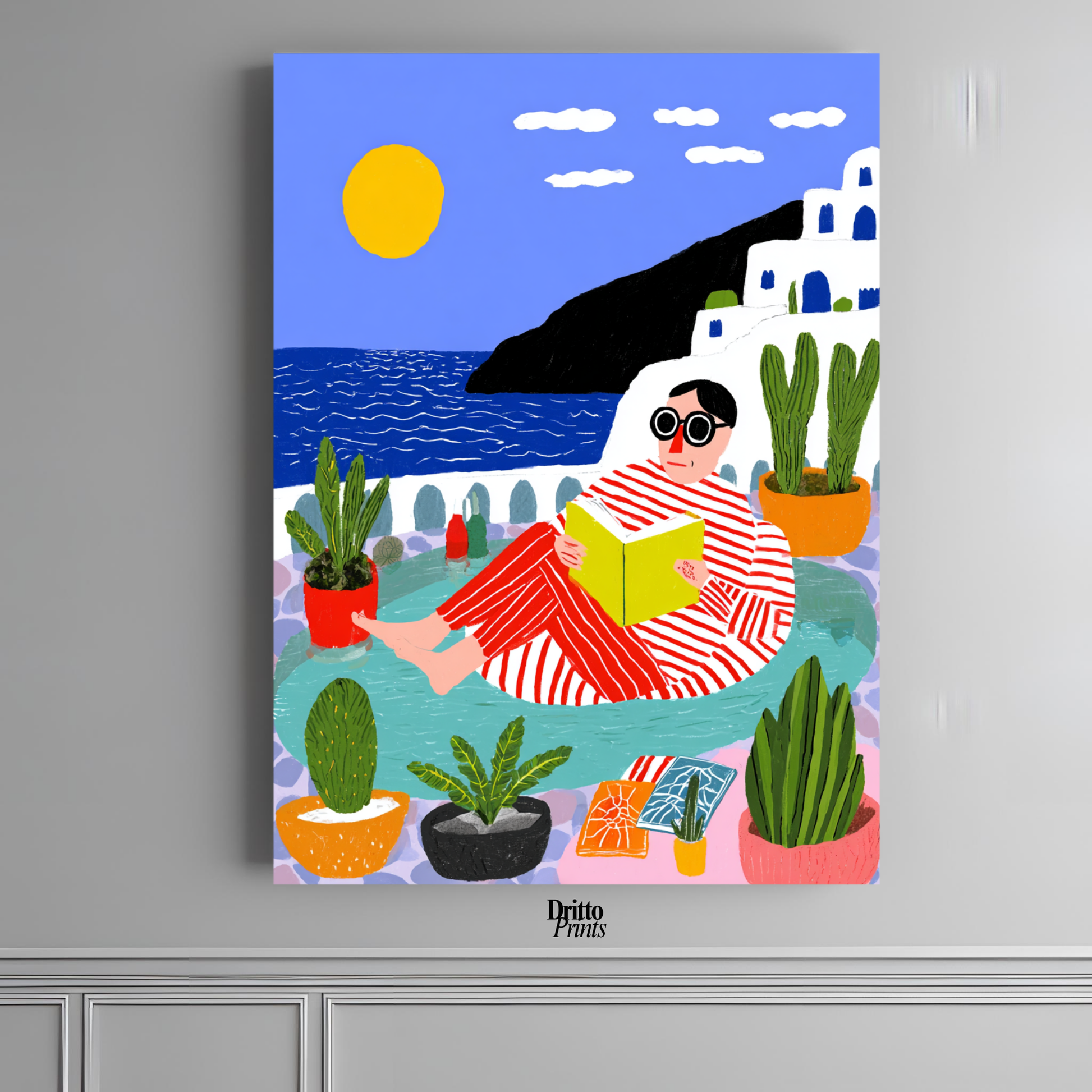 (PD38) Morning Glow at the Villa – 1980s Poolside Poster