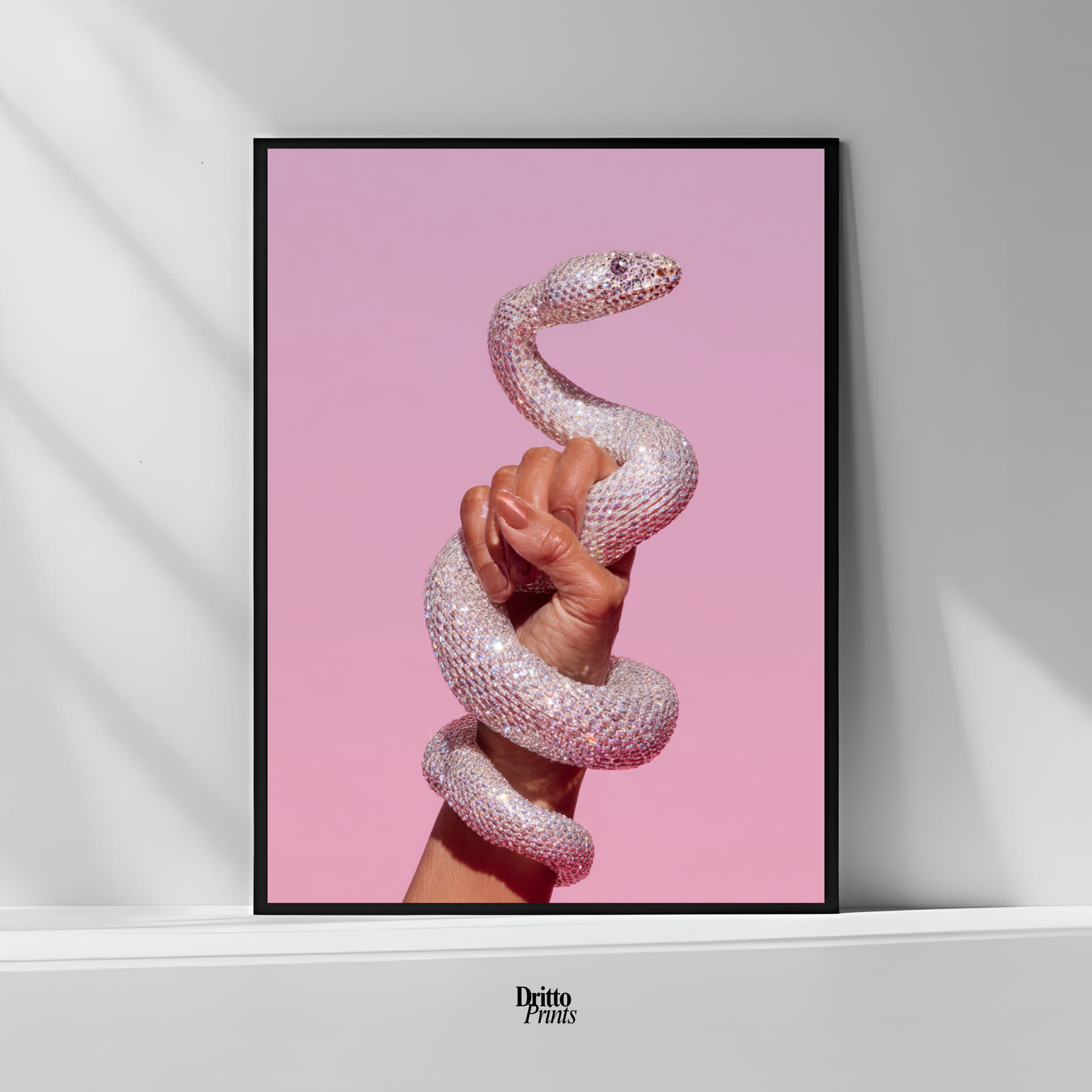 (FD31) Diamond Serpent in Her Hand - Framed matte paper poster