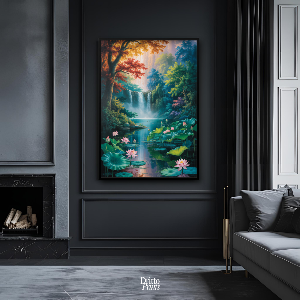 (FD26) Dream of the Lotus Falls - Framed matte paper poster