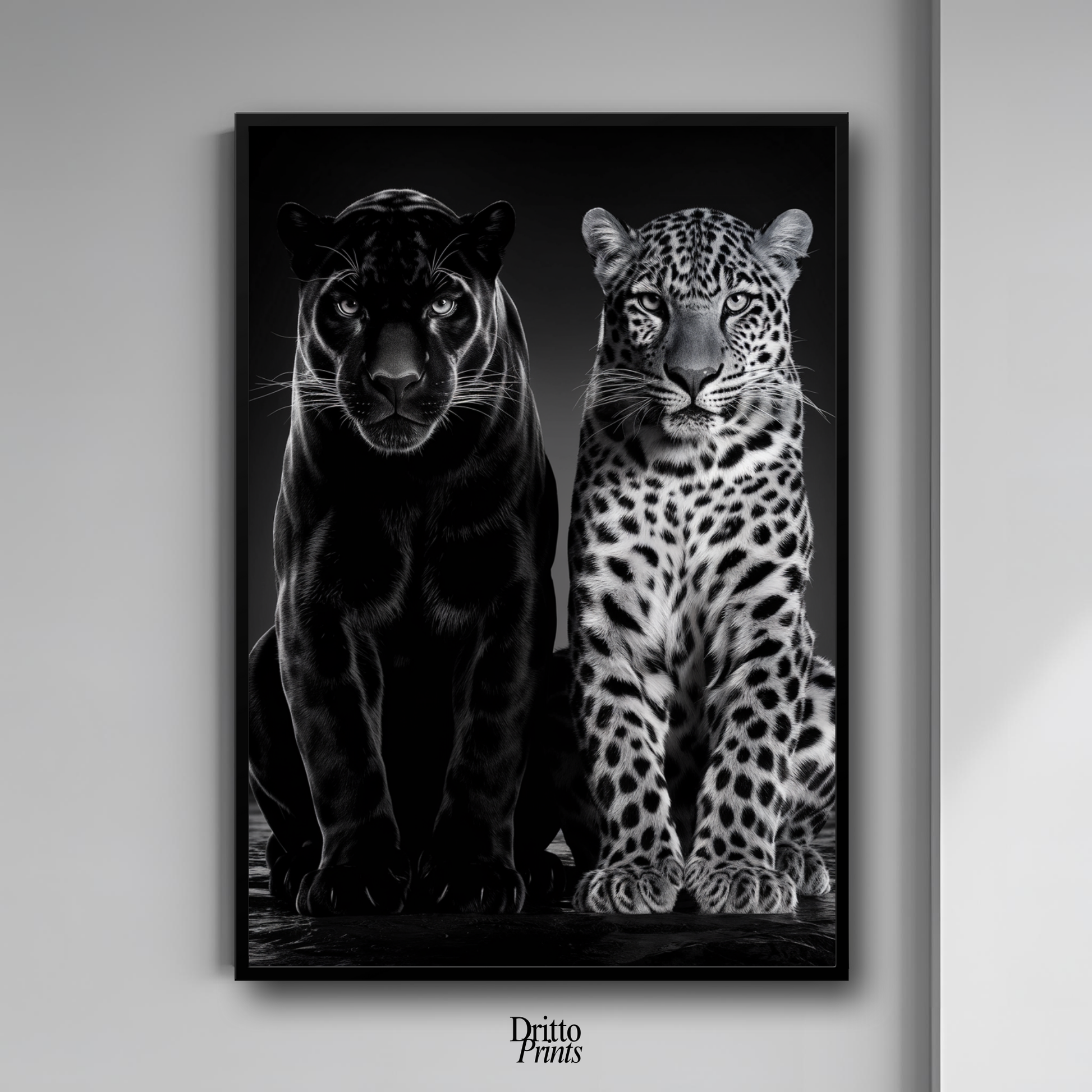 (FD5) Black Panther and Leopard – Silent Royals Framed matte paper poster