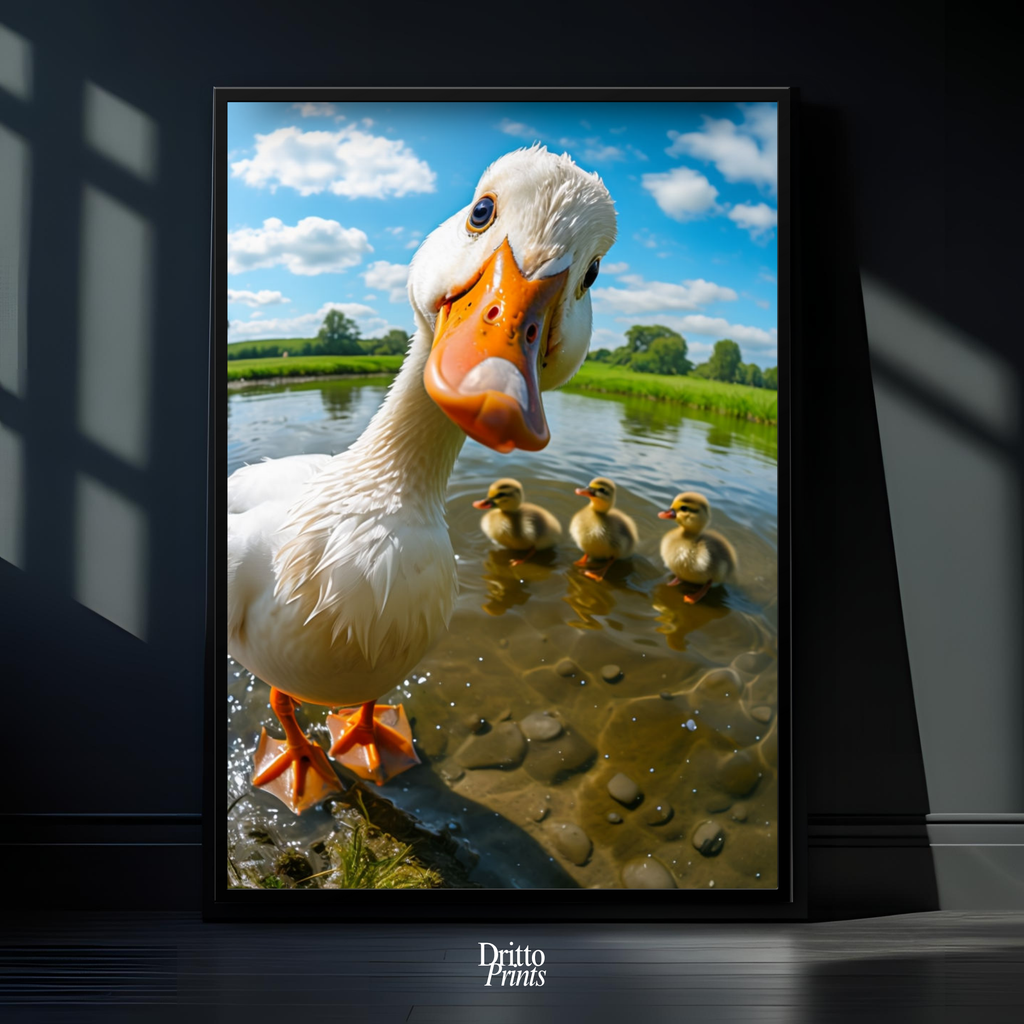 (FD15) Duck, Duck... Hello! - Framed matte paper poster