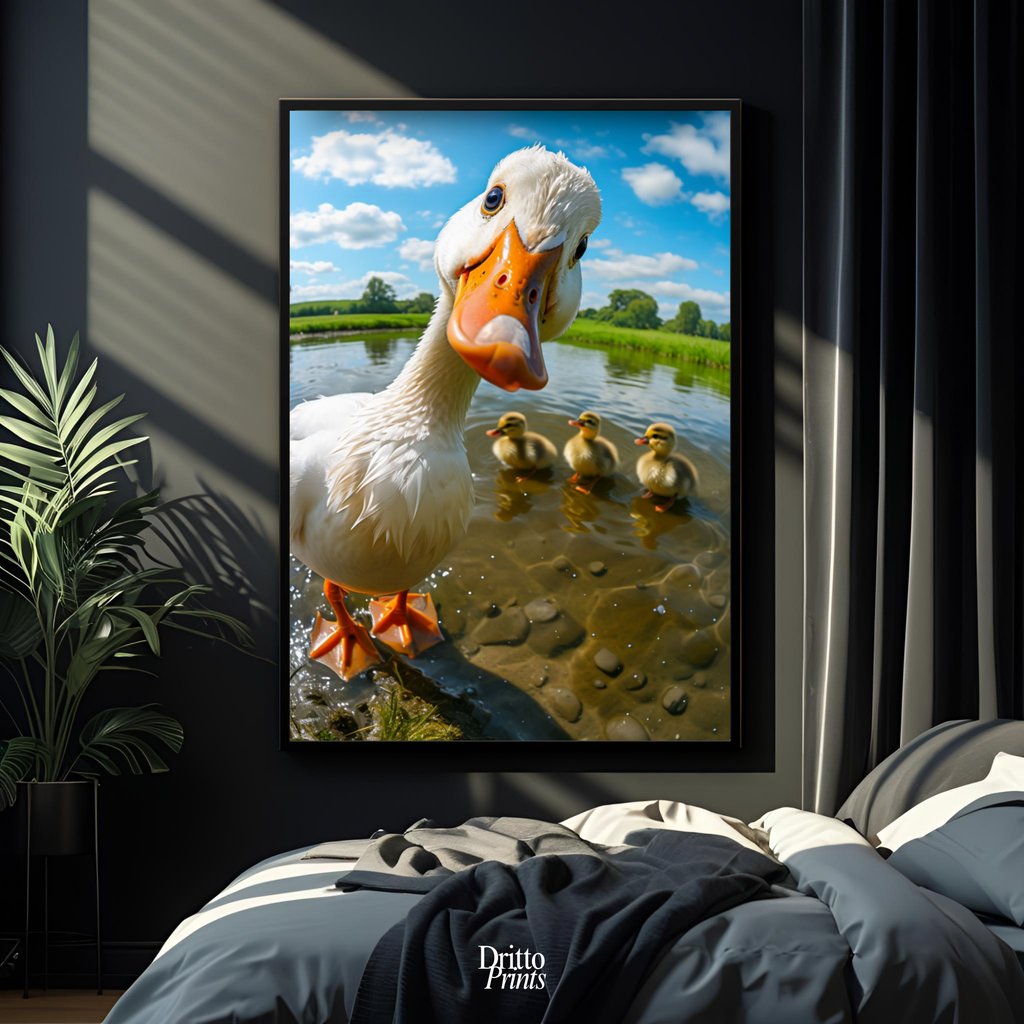 (FD15) Duck, Duck... Hello! - Framed matte paper poster