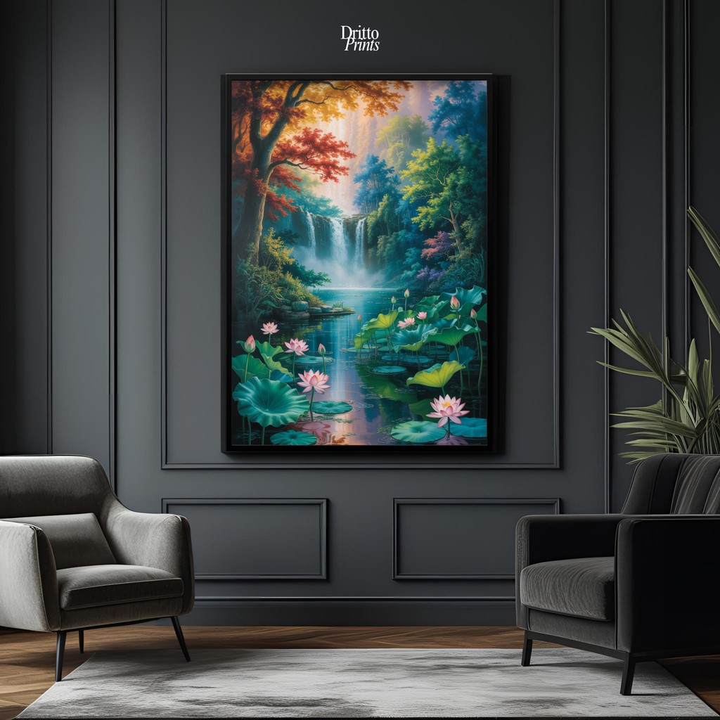 (FD26) Dream of the Lotus Falls - Framed matte paper poster