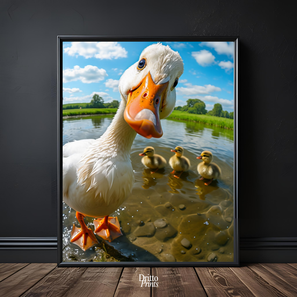 (FD15) Duck, Duck... Hello! - Framed matte paper poster