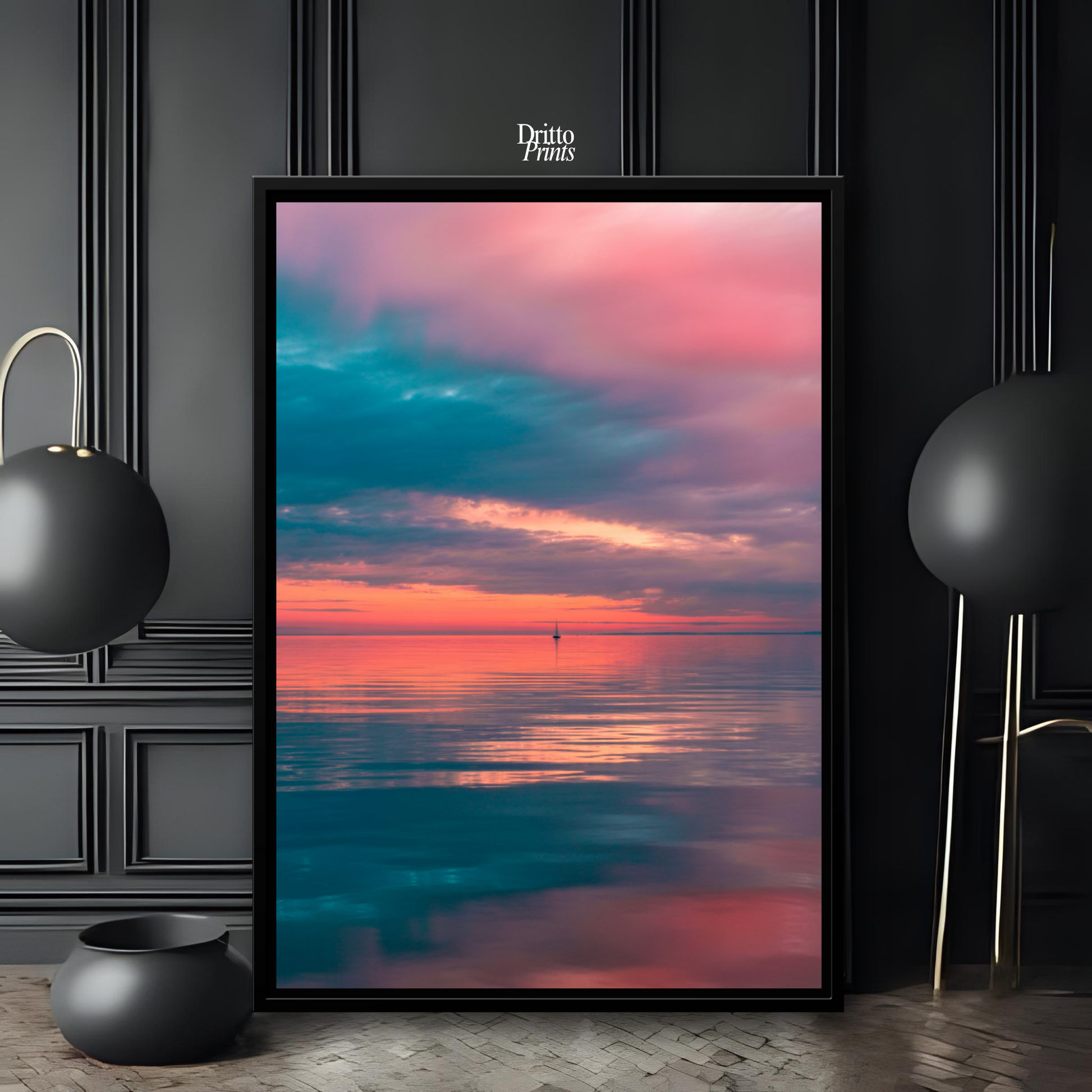 (CF4) Tranquil Neon Dawn - Framed canvas