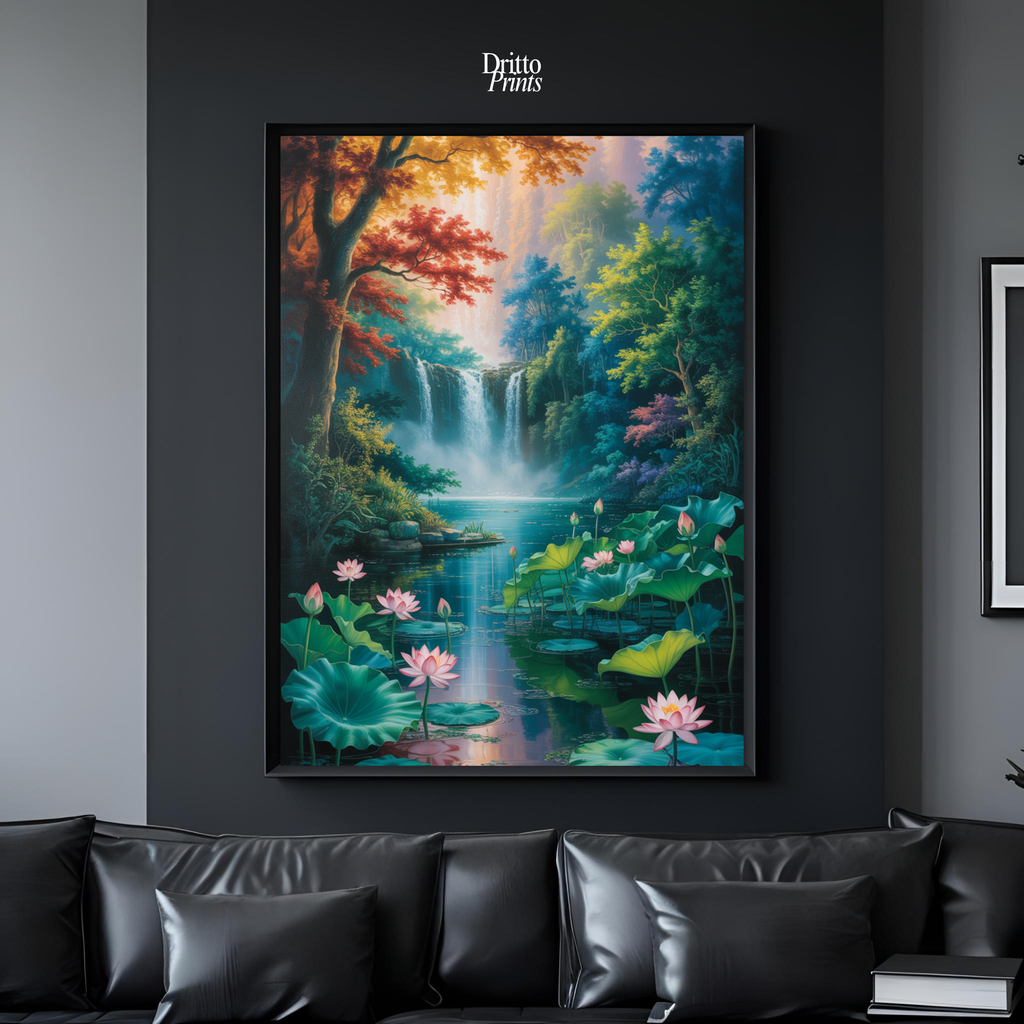 (FD26) Dream of the Lotus Falls - Framed matte paper poster