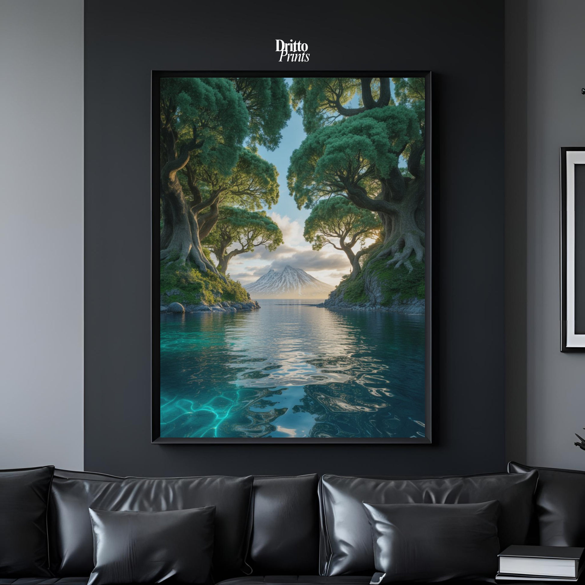 (FD28) Serene Forest & Sea - Framed matte paper poster