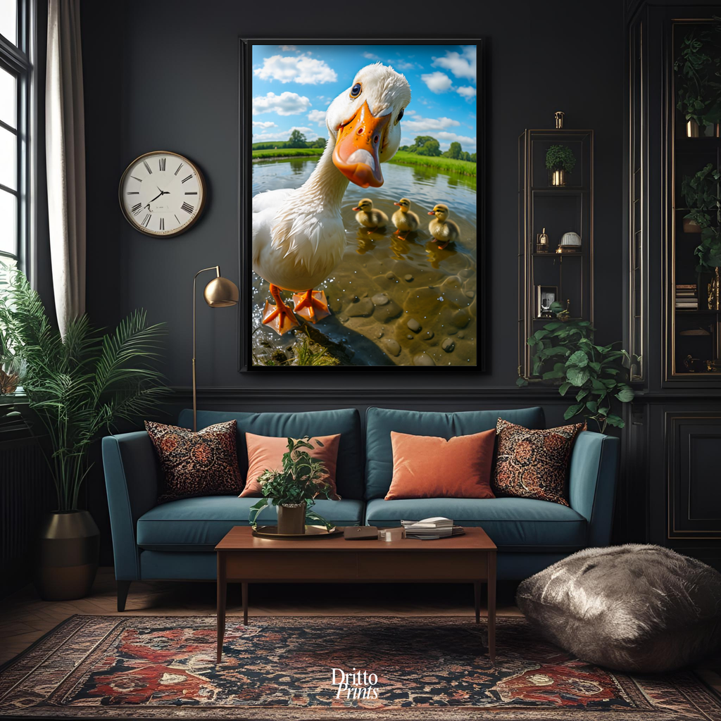 (FD15) Duck, Duck... Hello! - Framed matte paper poster