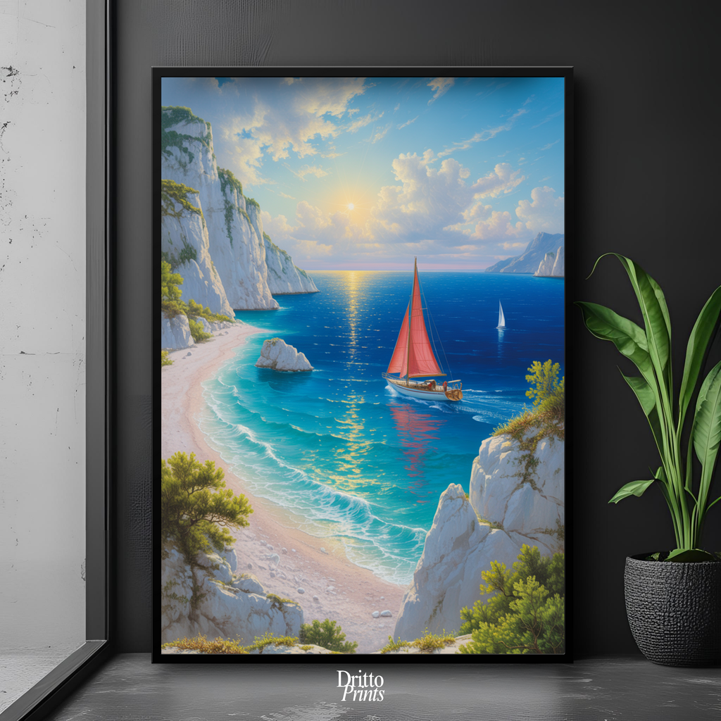 (FD10) Mediterranean Light - Framed matte paper poster