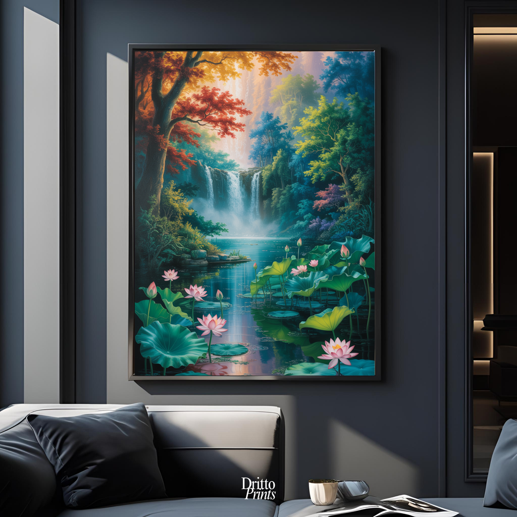 (FD26) Dream of the Lotus Falls - Framed matte paper poster