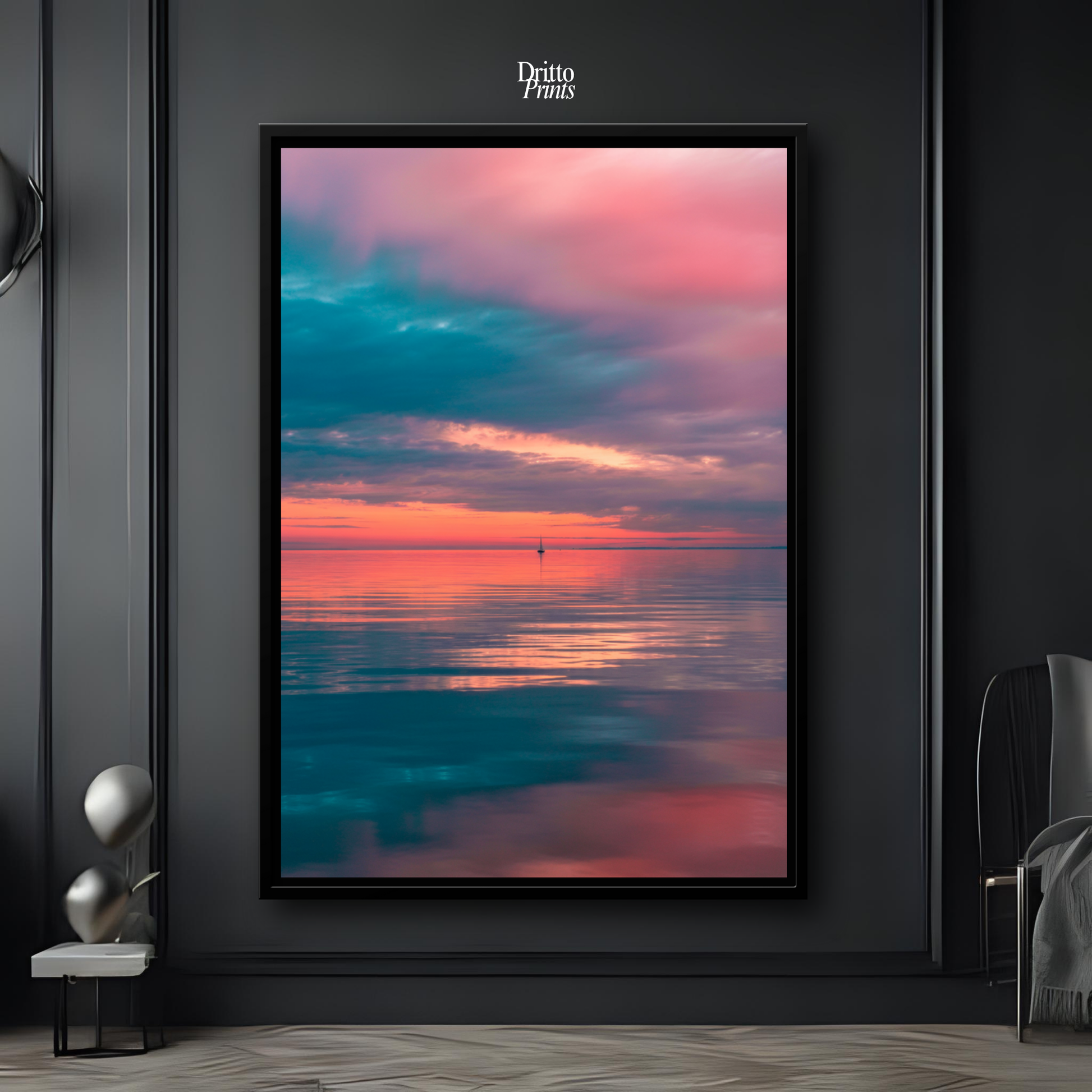 (CF4) Tranquil Neon Dawn - Framed canvas