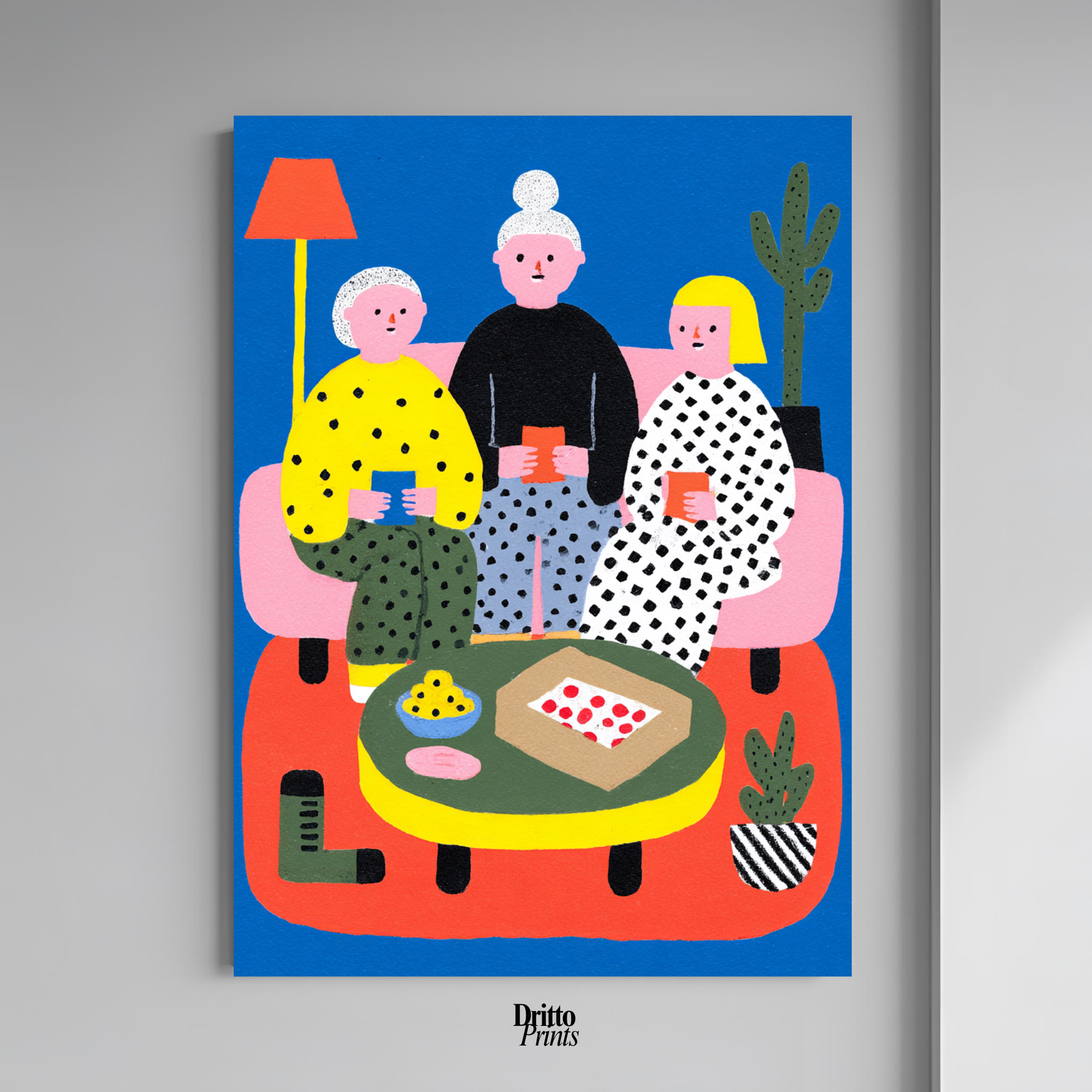 (PD36) Retro Sleepover – Pizza, Batman & 80s Living Room Poster