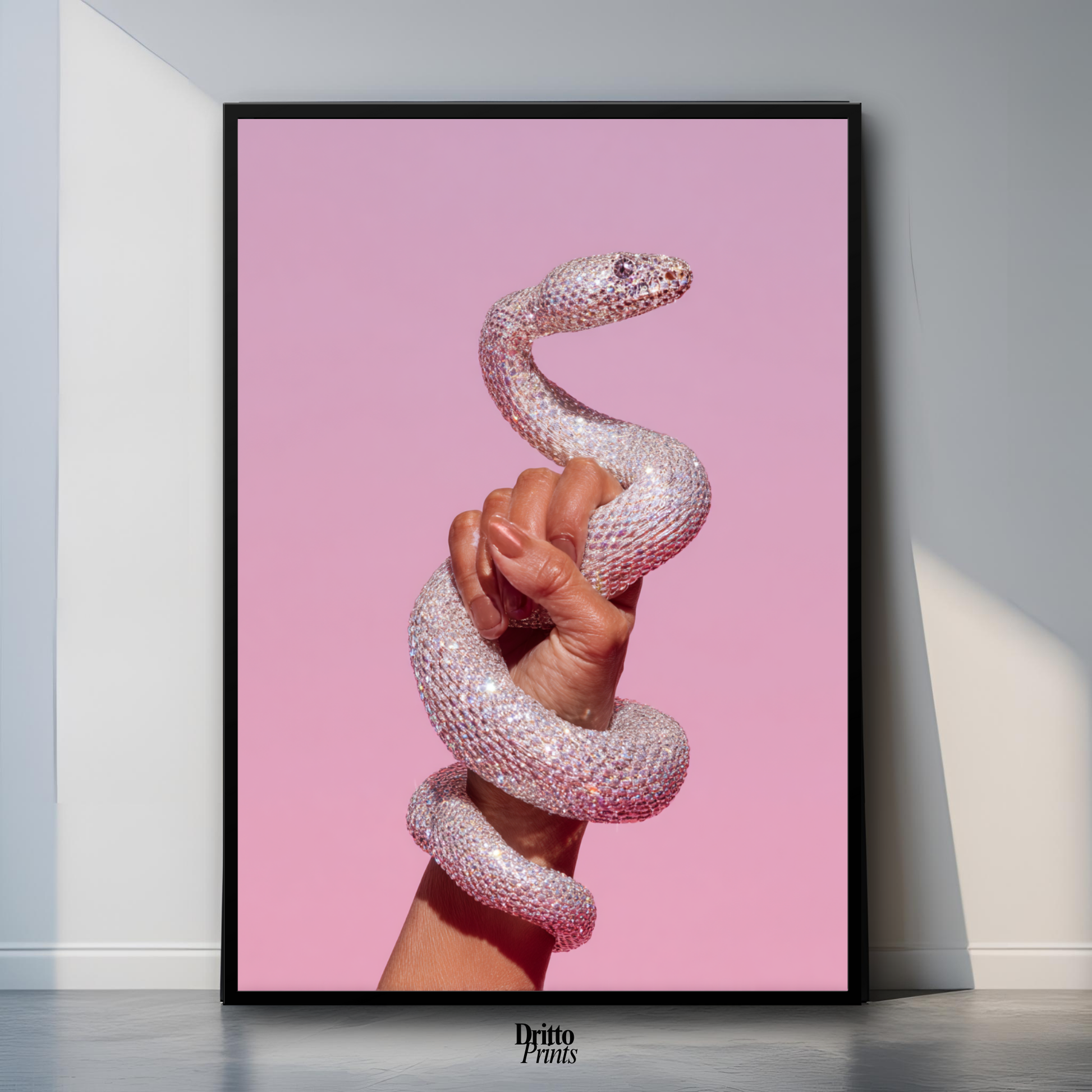 (FD31) Diamond Serpent in Her Hand - Framed matte paper poster