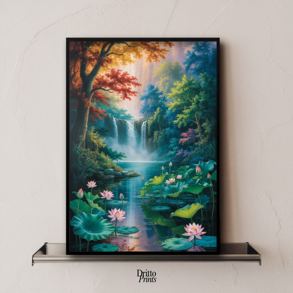 (FD26) Dream of the Lotus Falls - Framed matte paper poster