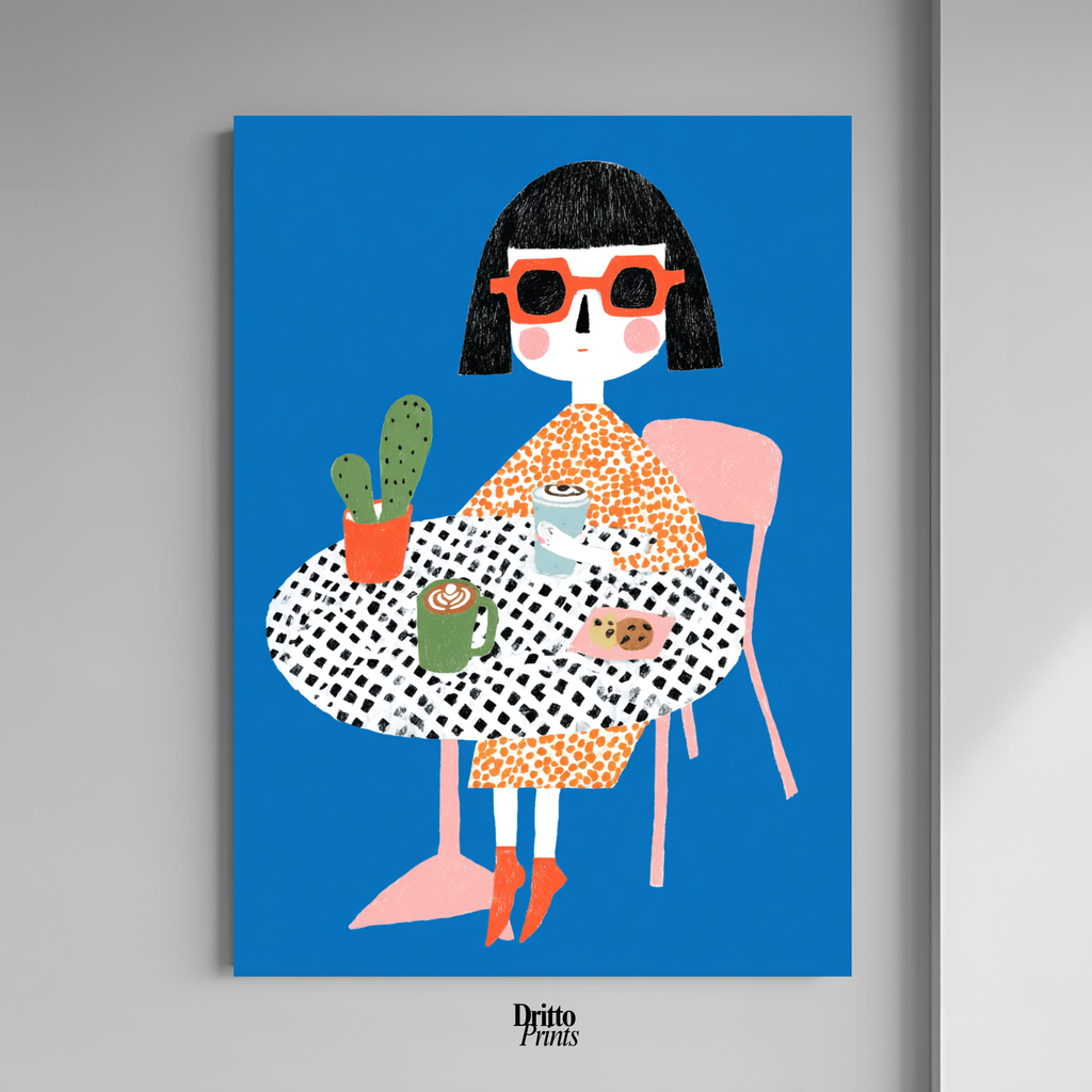 (PD42) Woman At Cafe - Poster