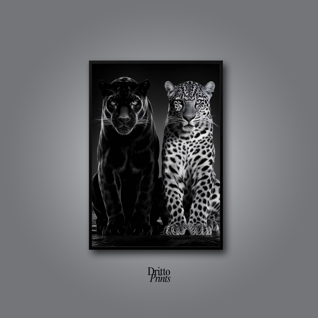 (FD5) Black Panther and Leopard – Silent Royals Framed matte paper poster