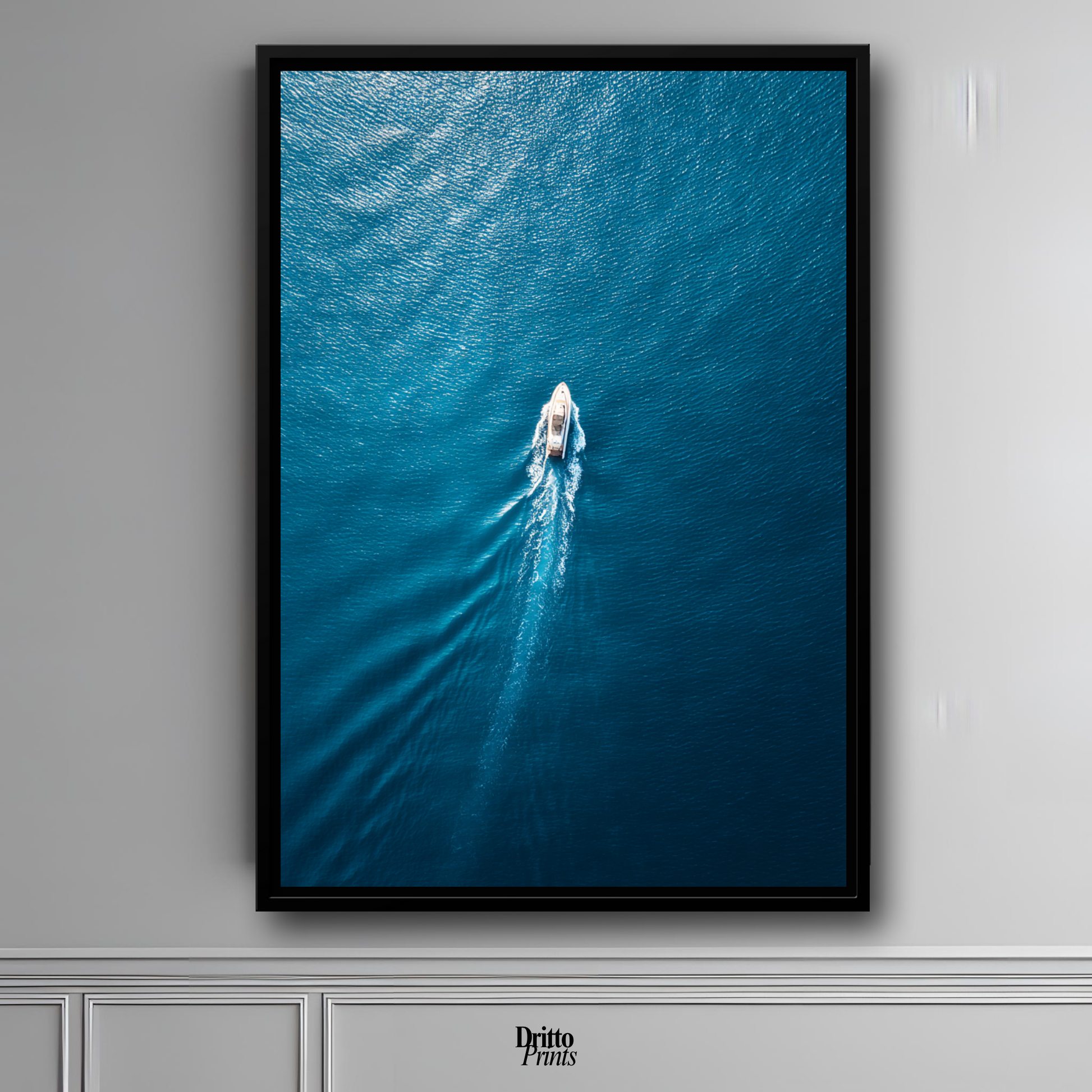 (CF6) Morning Drift Over Blue - Framed canvas