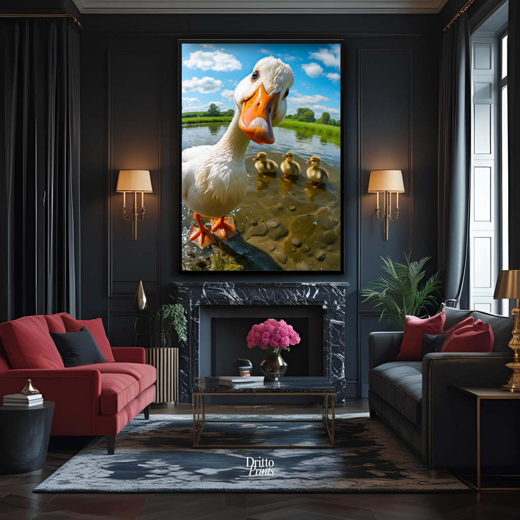 (FD15) Duck, Duck... Hello! - Framed matte paper poster
