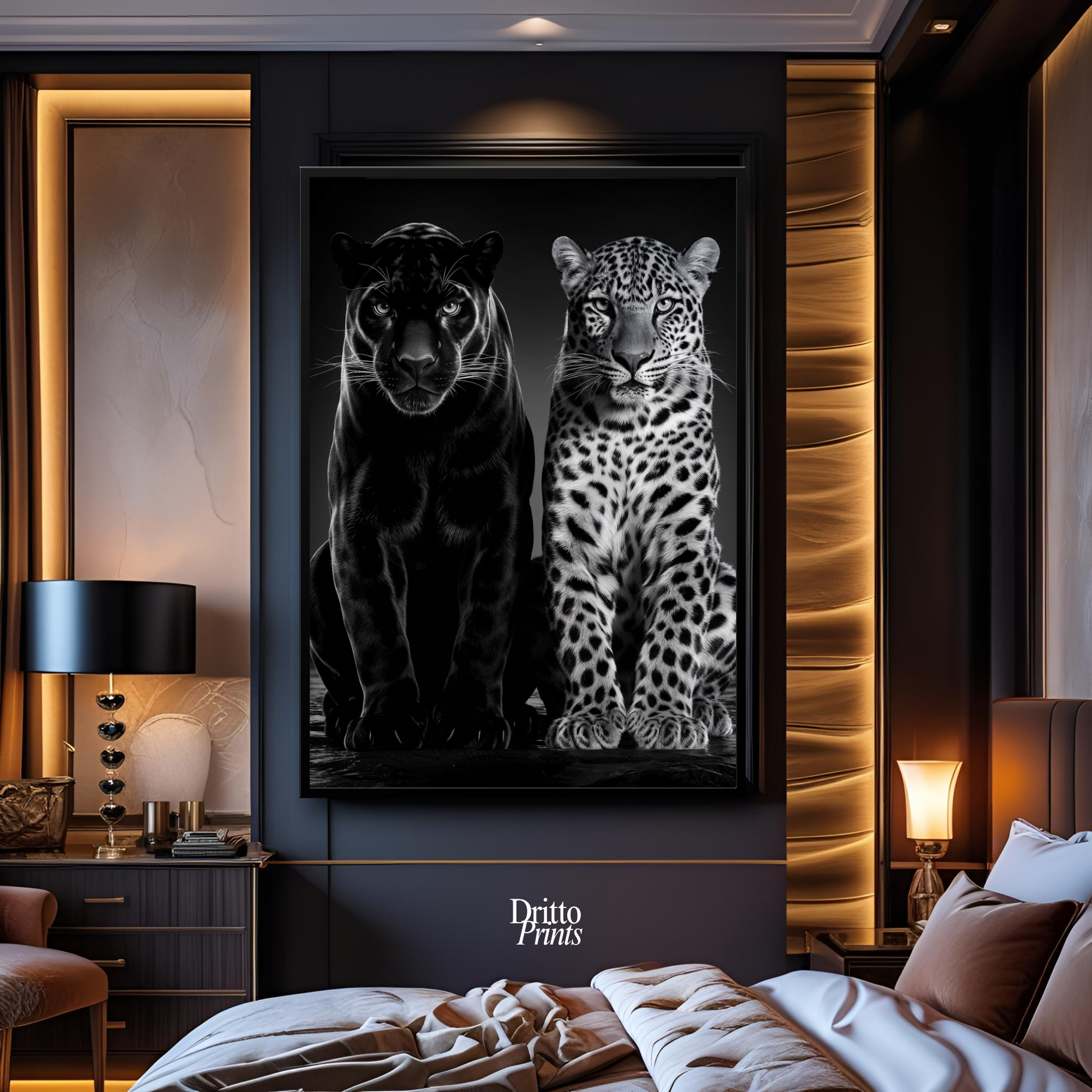 (FD5) Black Panther and Leopard – Silent Royals Framed matte paper poster