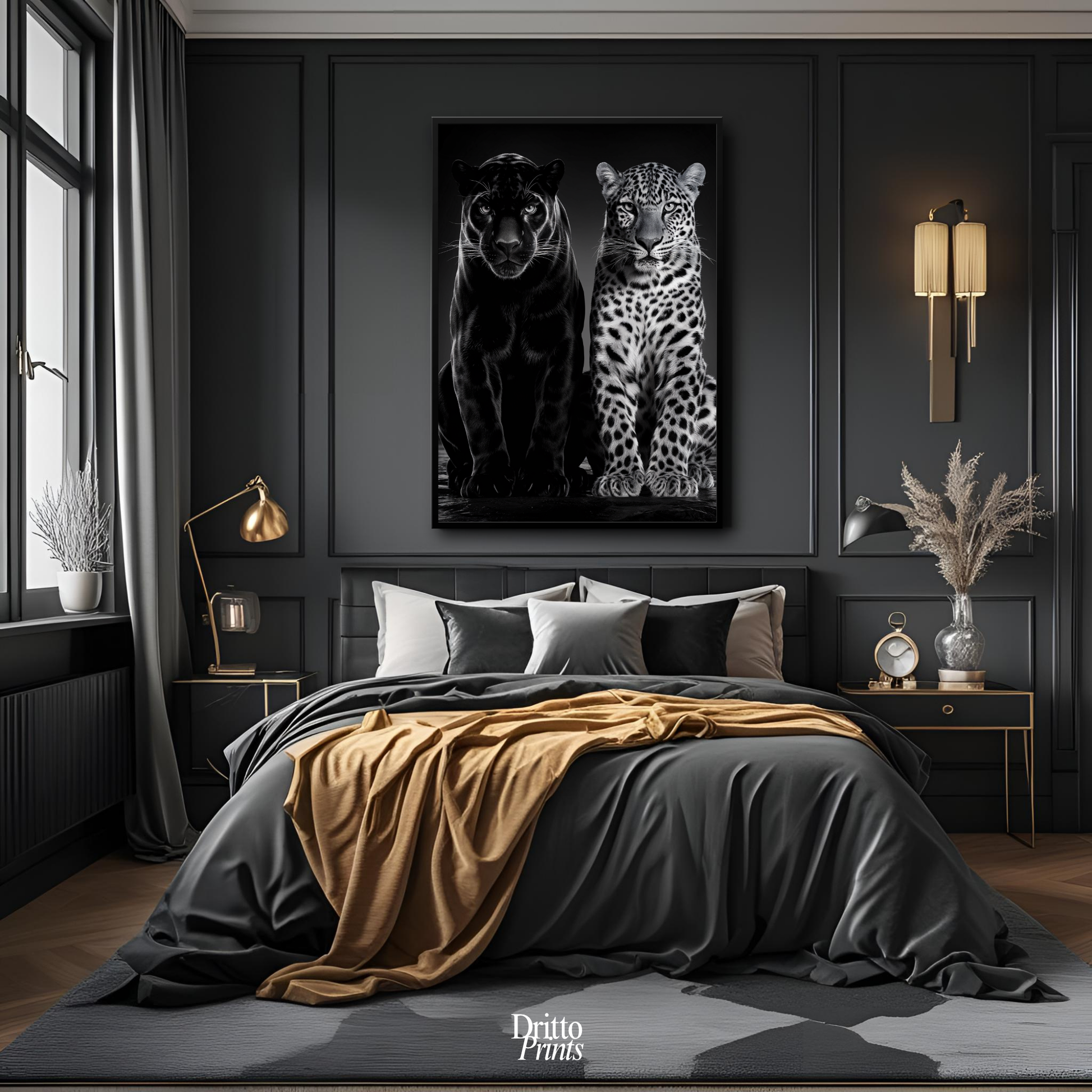 (FD5) Black Panther and Leopard – Silent Royals Framed matte paper poster