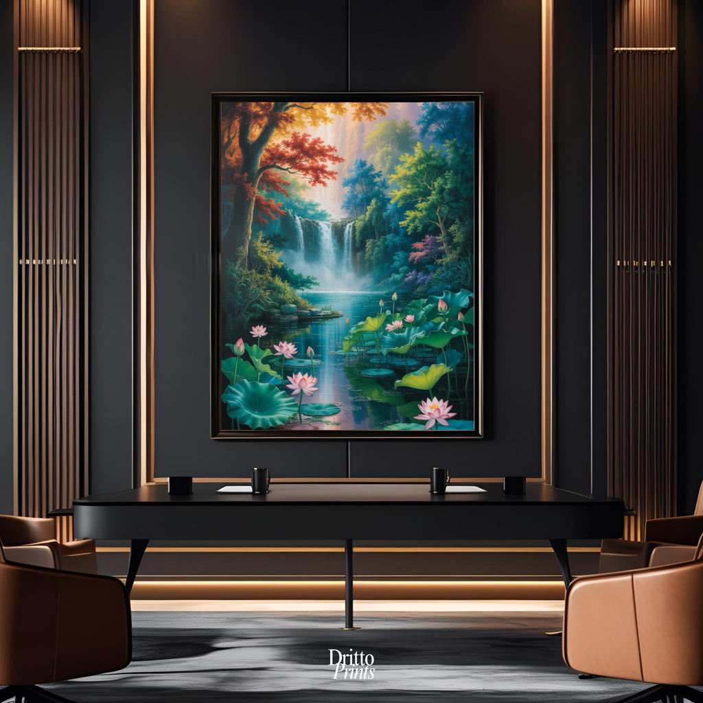 (FD26) Dream of the Lotus Falls - Framed matte paper poster