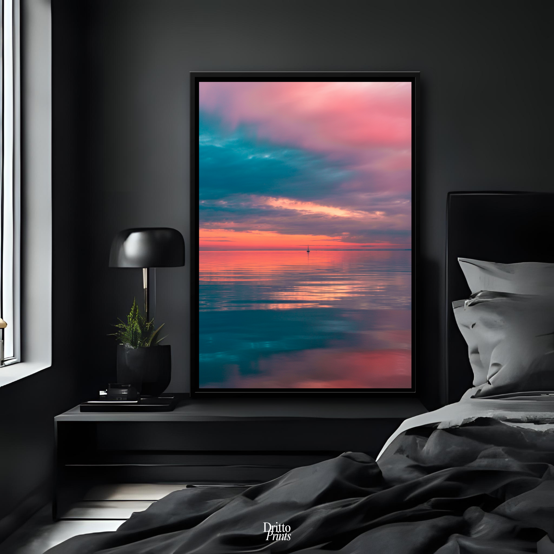 (CF4) Tranquil Neon Dawn - Framed canvas
