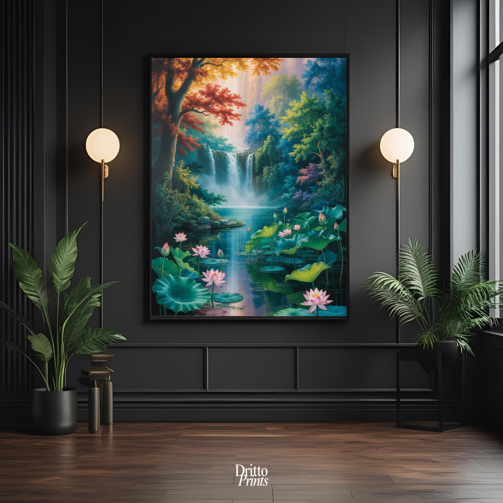(FD26) Dream of the Lotus Falls - Framed matte paper poster