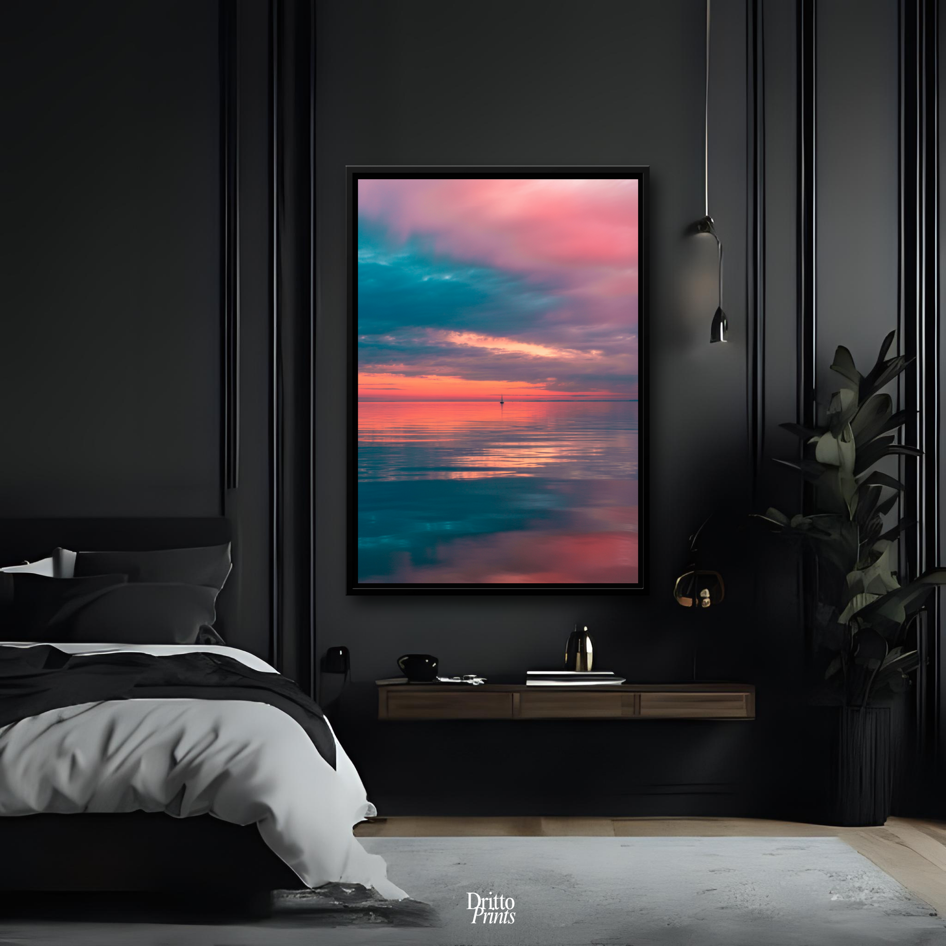 (CF4) Tranquil Neon Dawn - Framed canvas