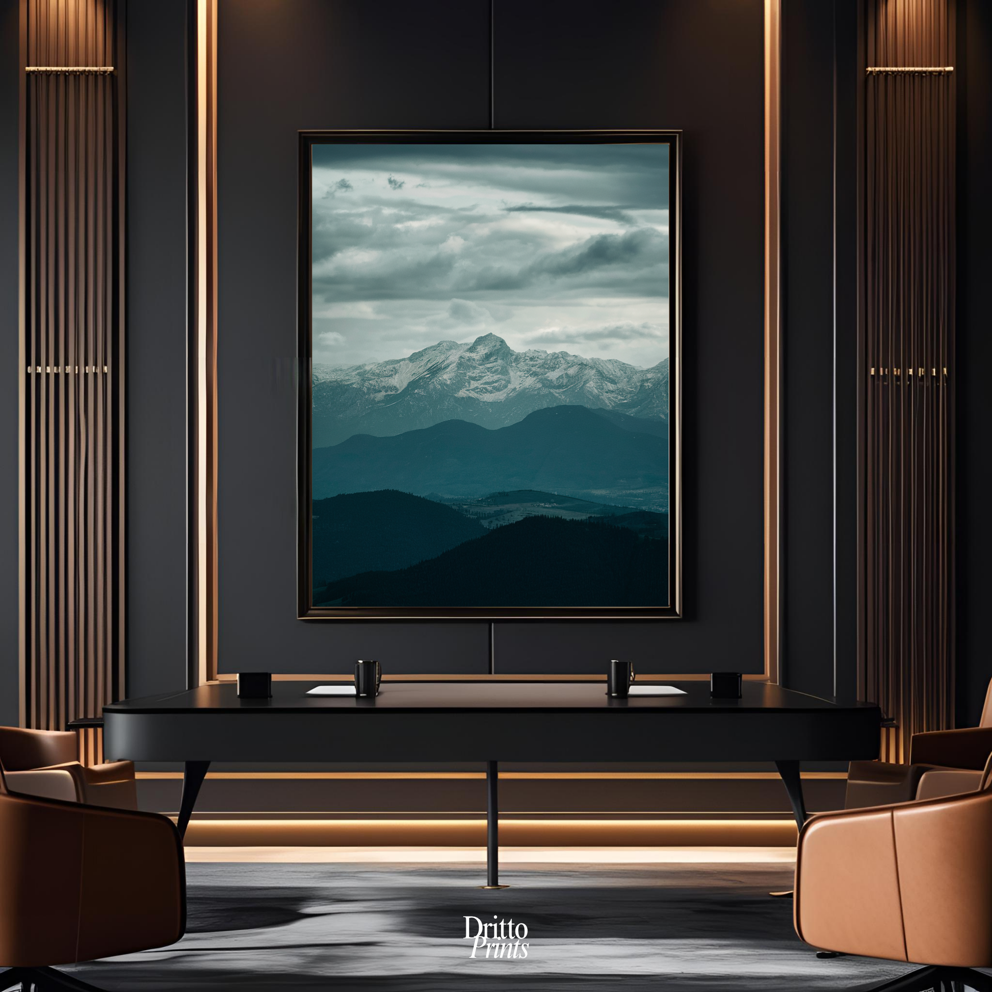 (FD24) Veil of Mountains - Framed matte paper poster