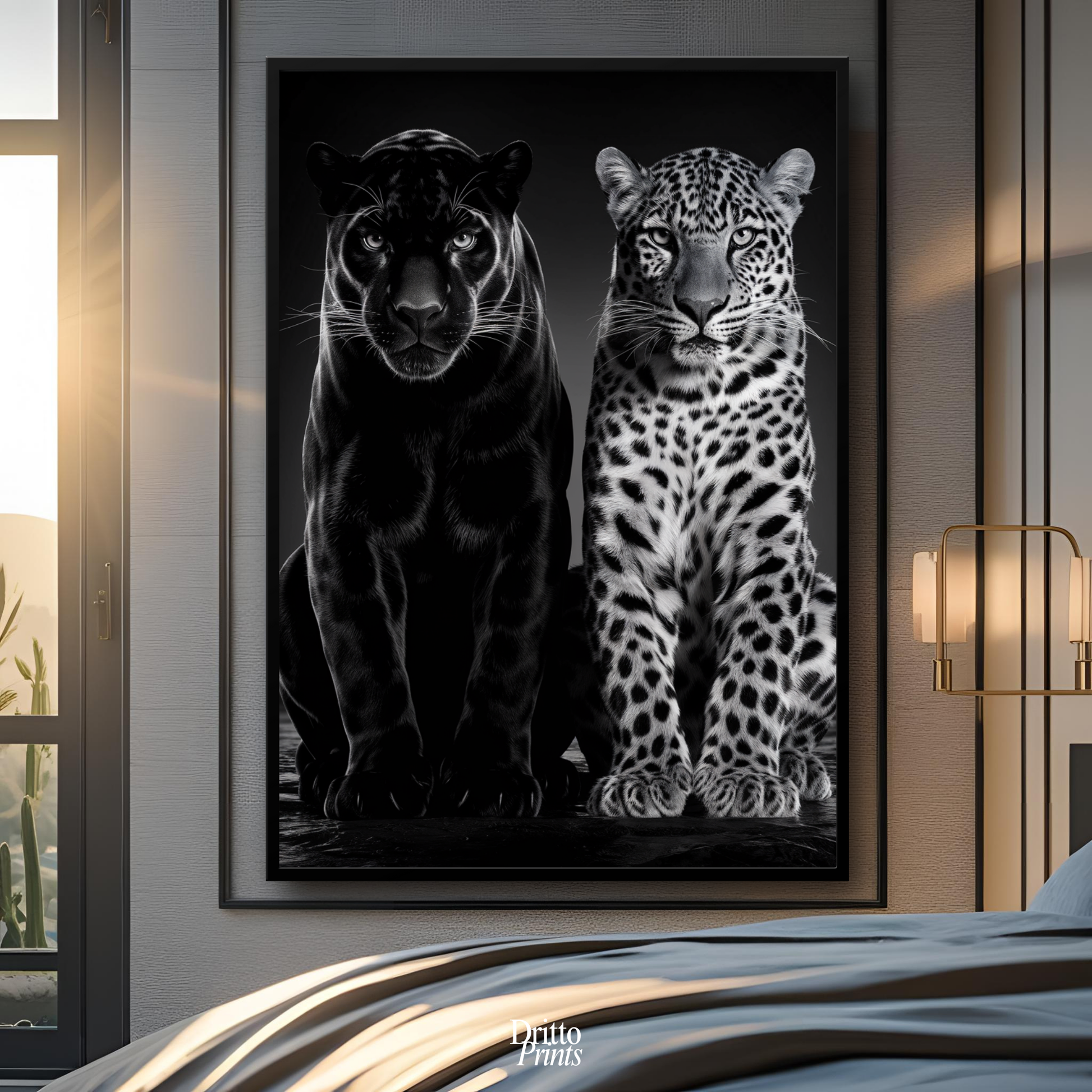 (FD5) Black Panther and Leopard – Silent Royals Framed matte paper poster