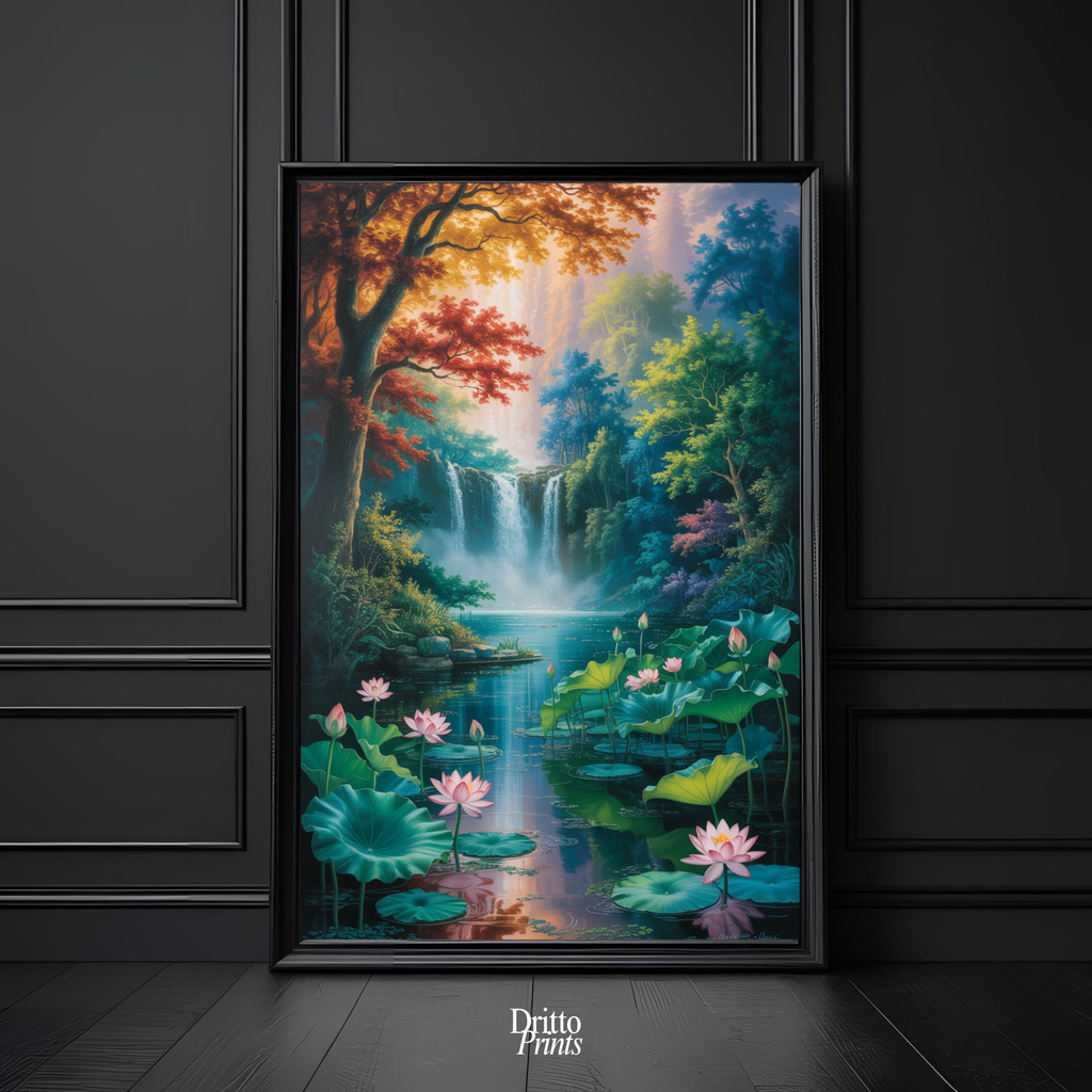 (FD26) Dream of the Lotus Falls - Framed matte paper poster