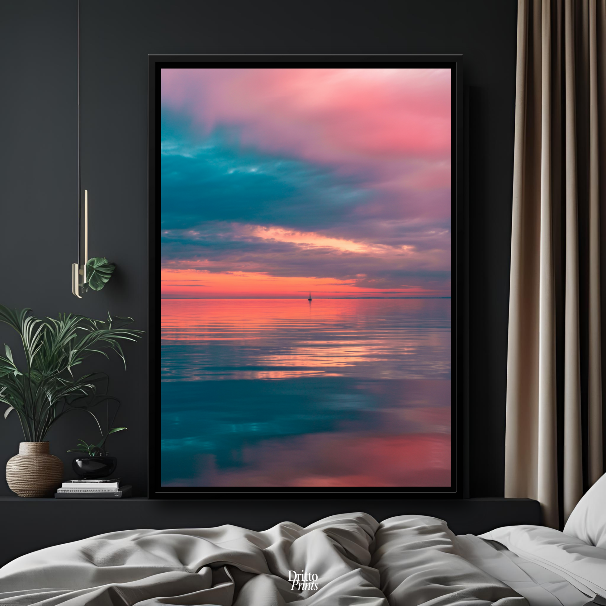 (CF4) Tranquil Neon Dawn - Framed canvas
