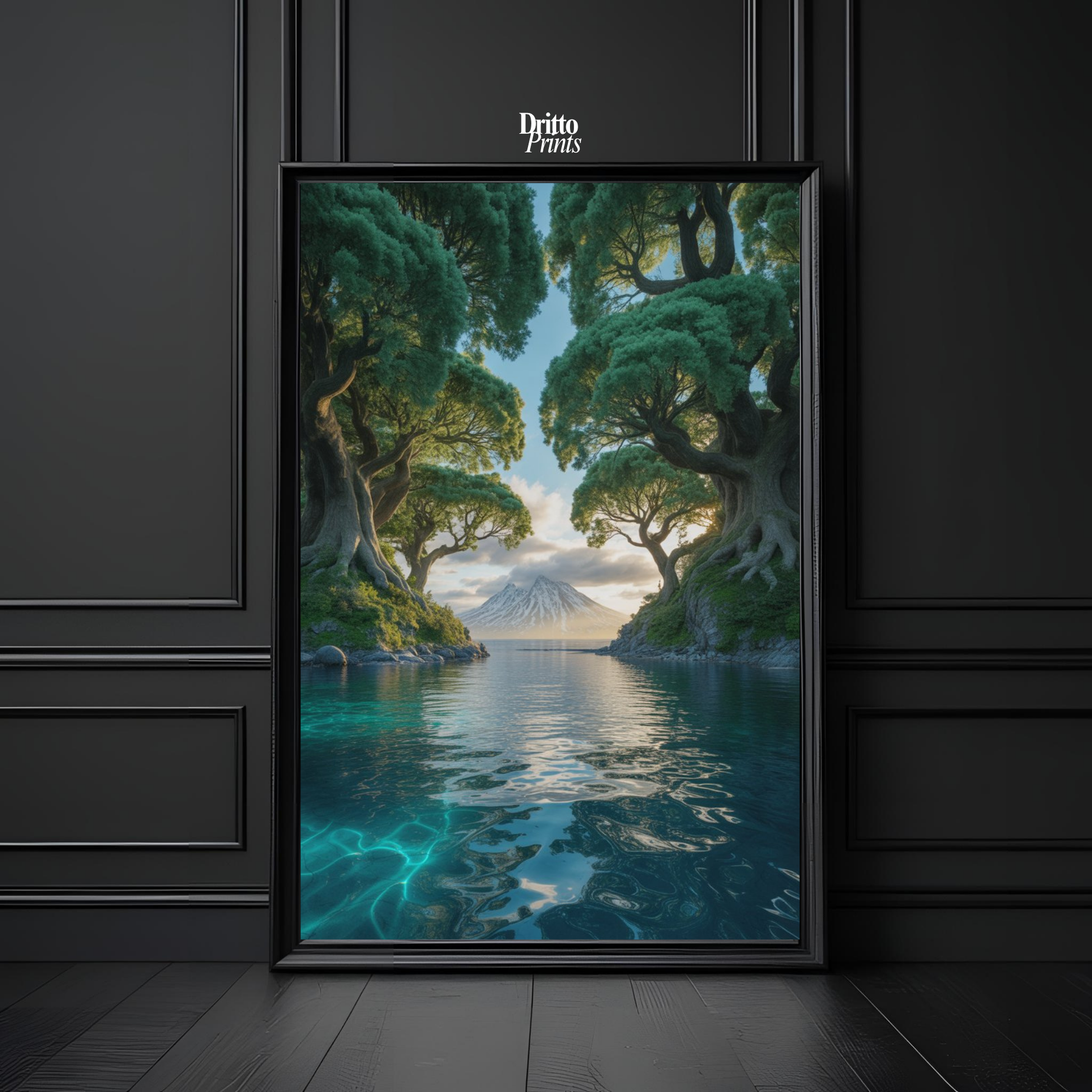 (FD28) Serene Forest & Sea - Framed matte paper poster