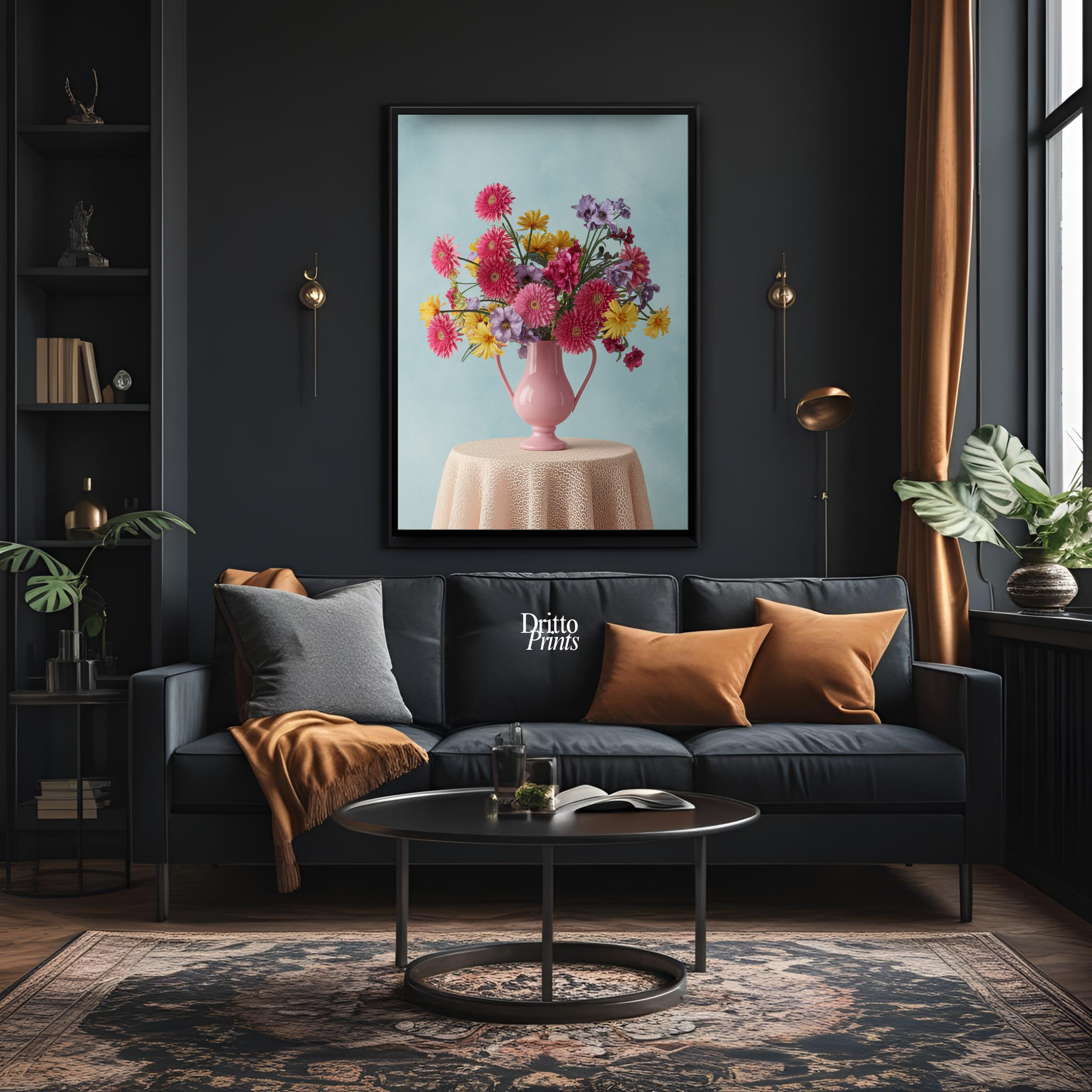 (FD20) Vibrant Grace on a Gentle Table - Framed matte paper poster