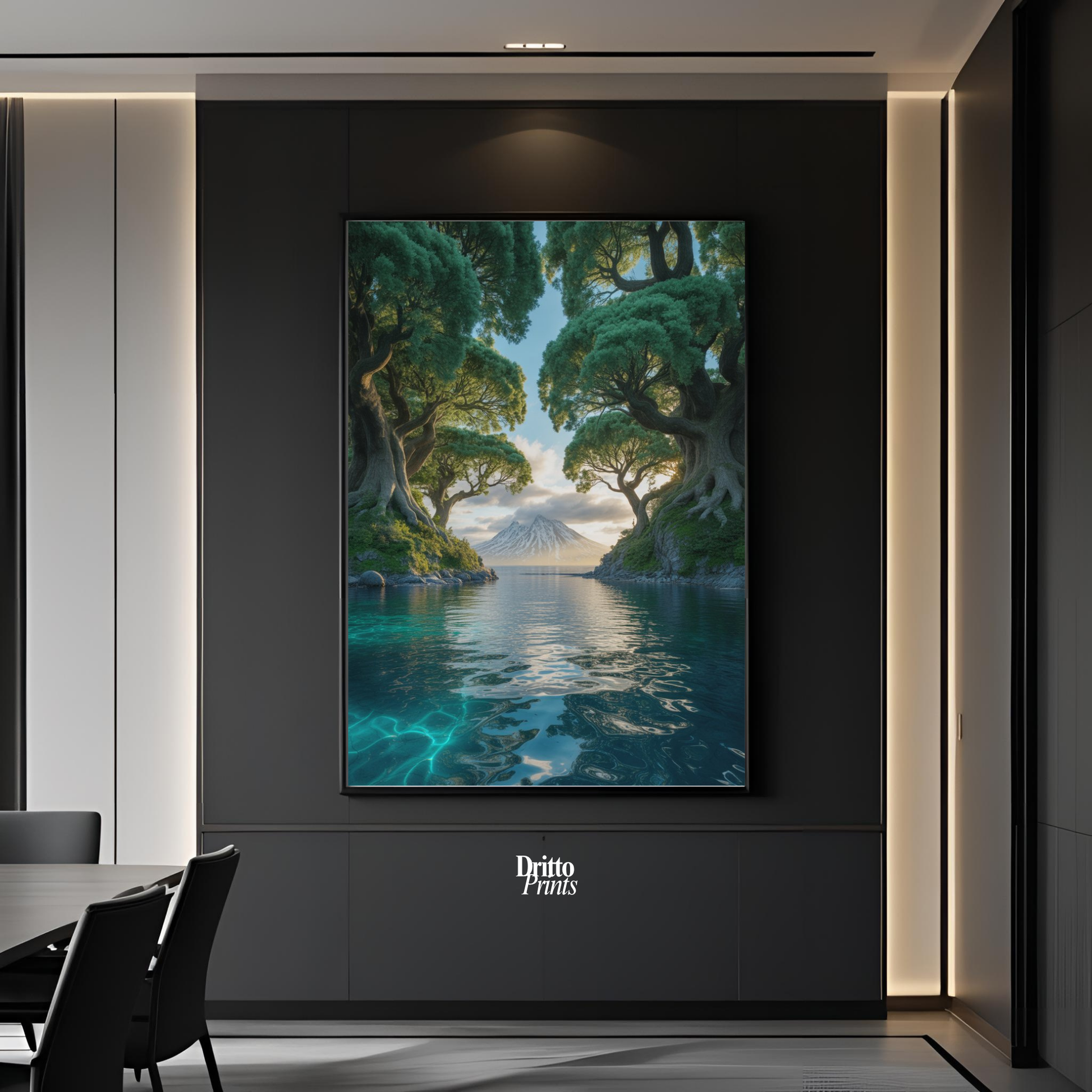 (FD28) Serene Forest & Sea - Framed matte paper poster