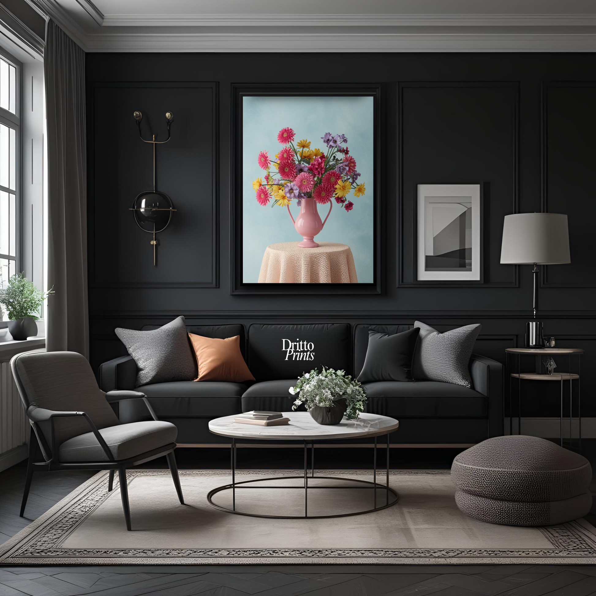 (FD20) Vibrant Grace on a Gentle Table - Framed matte paper poster