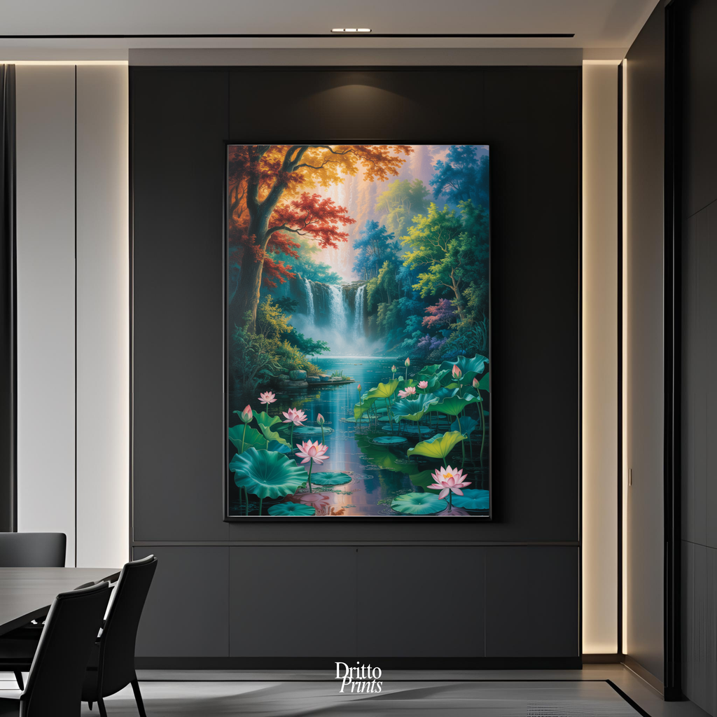 (FD26) Dream of the Lotus Falls - Framed matte paper poster