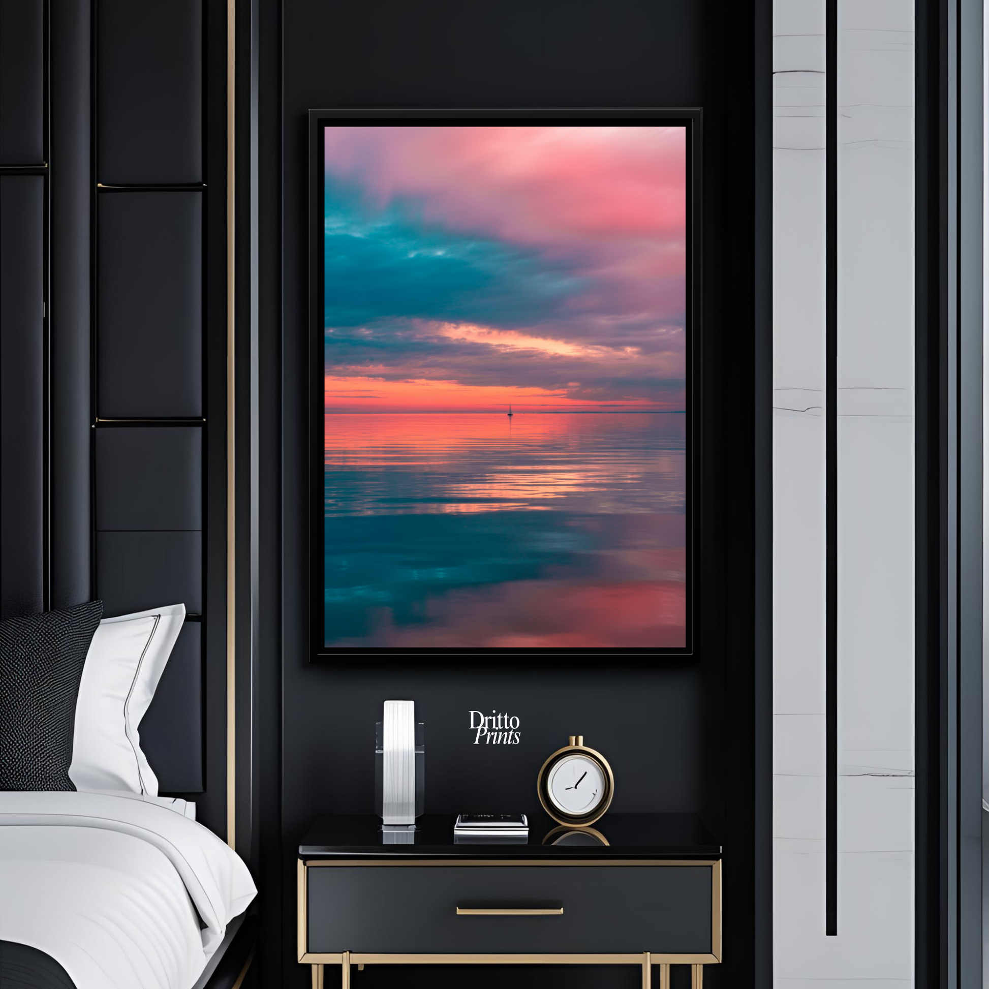 (CF4) Tranquil Neon Dawn - Framed canvas