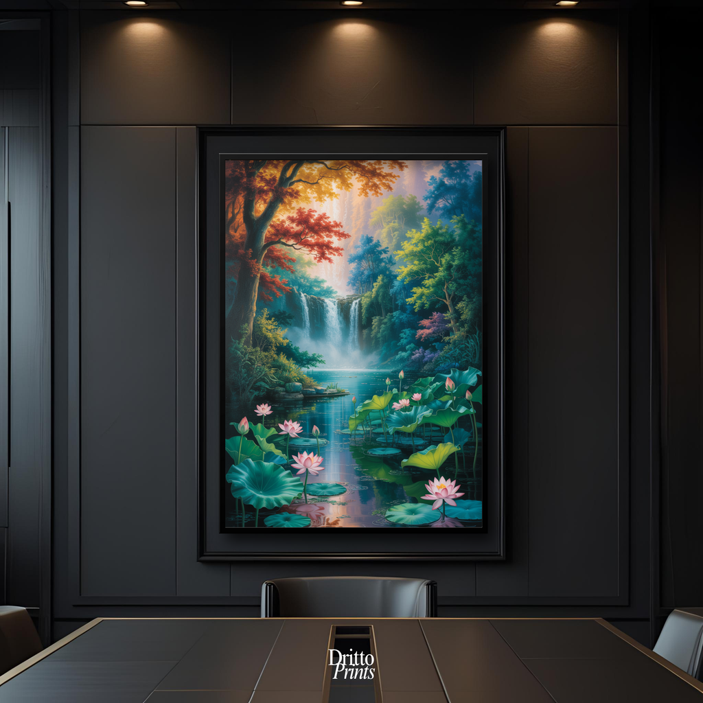(FD26) Dream of the Lotus Falls - Framed matte paper poster