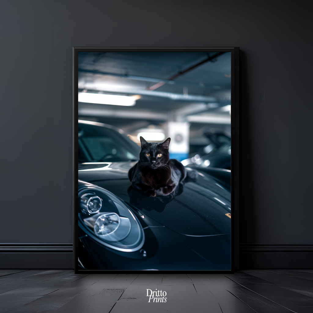 (FD9) Black Cat Turbo - Framed matte paper poster