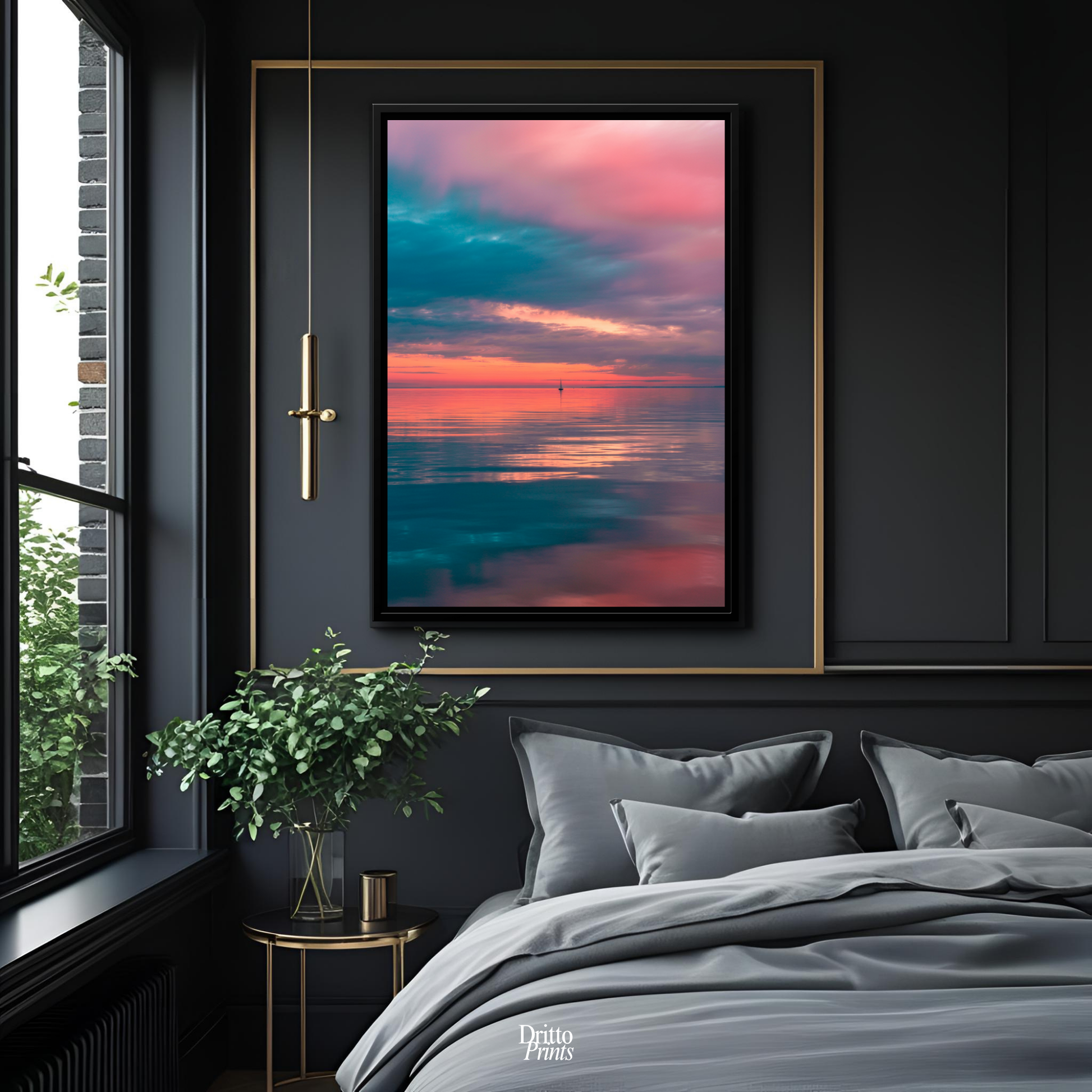 (CF4) Tranquil Neon Dawn - Framed canvas
