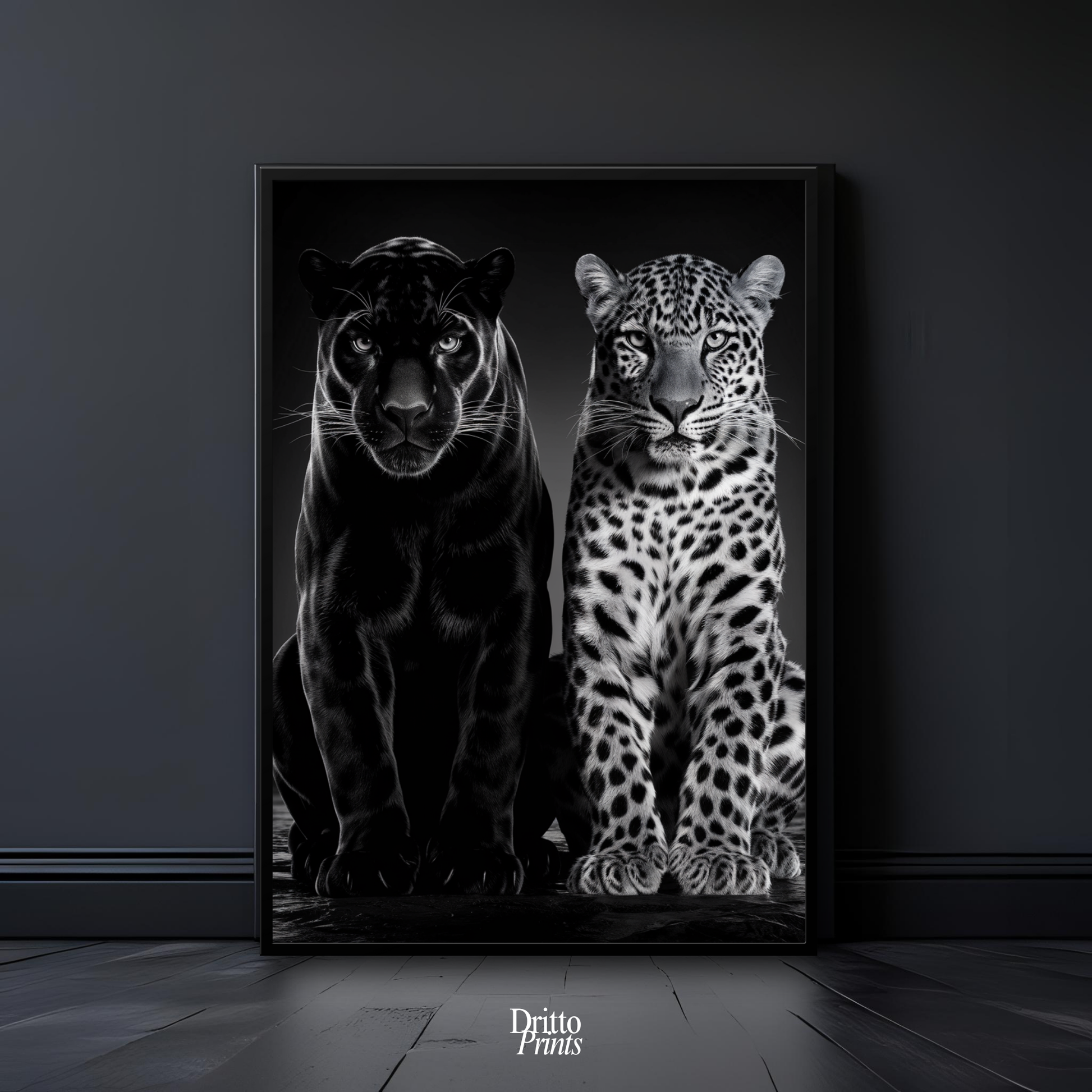 (FD5) Black Panther and Leopard – Silent Royals Framed matte paper poster