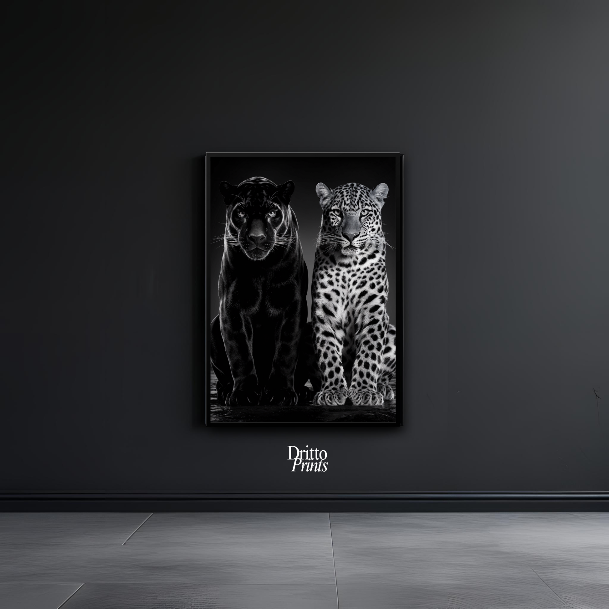 (FD5) Black Panther and Leopard – Silent Royals Framed matte paper poster