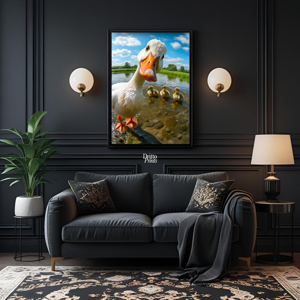 (FD15) Duck, Duck... Hello! - Framed matte paper poster