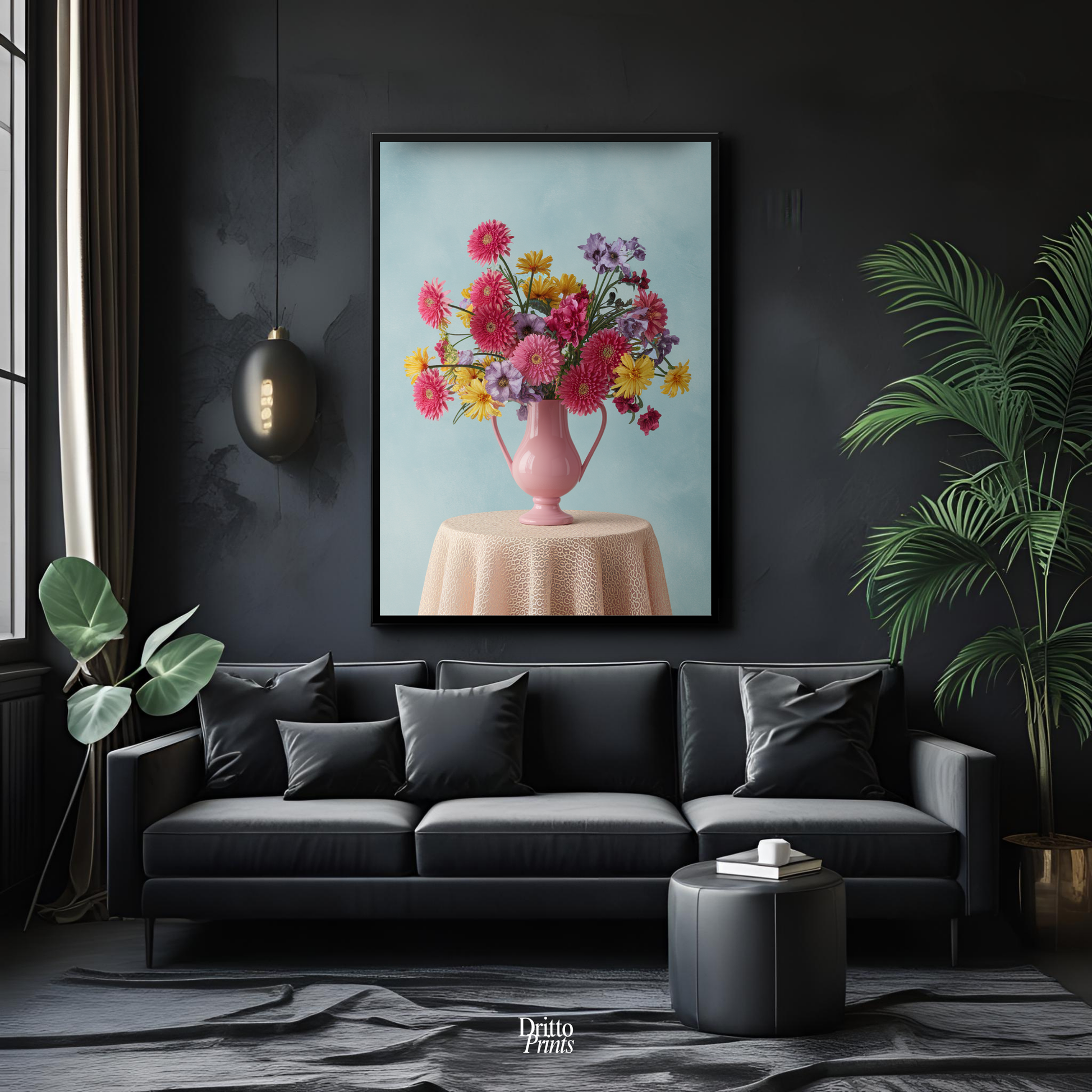 (FD20) Vibrant Grace on a Gentle Table - Framed matte paper poster