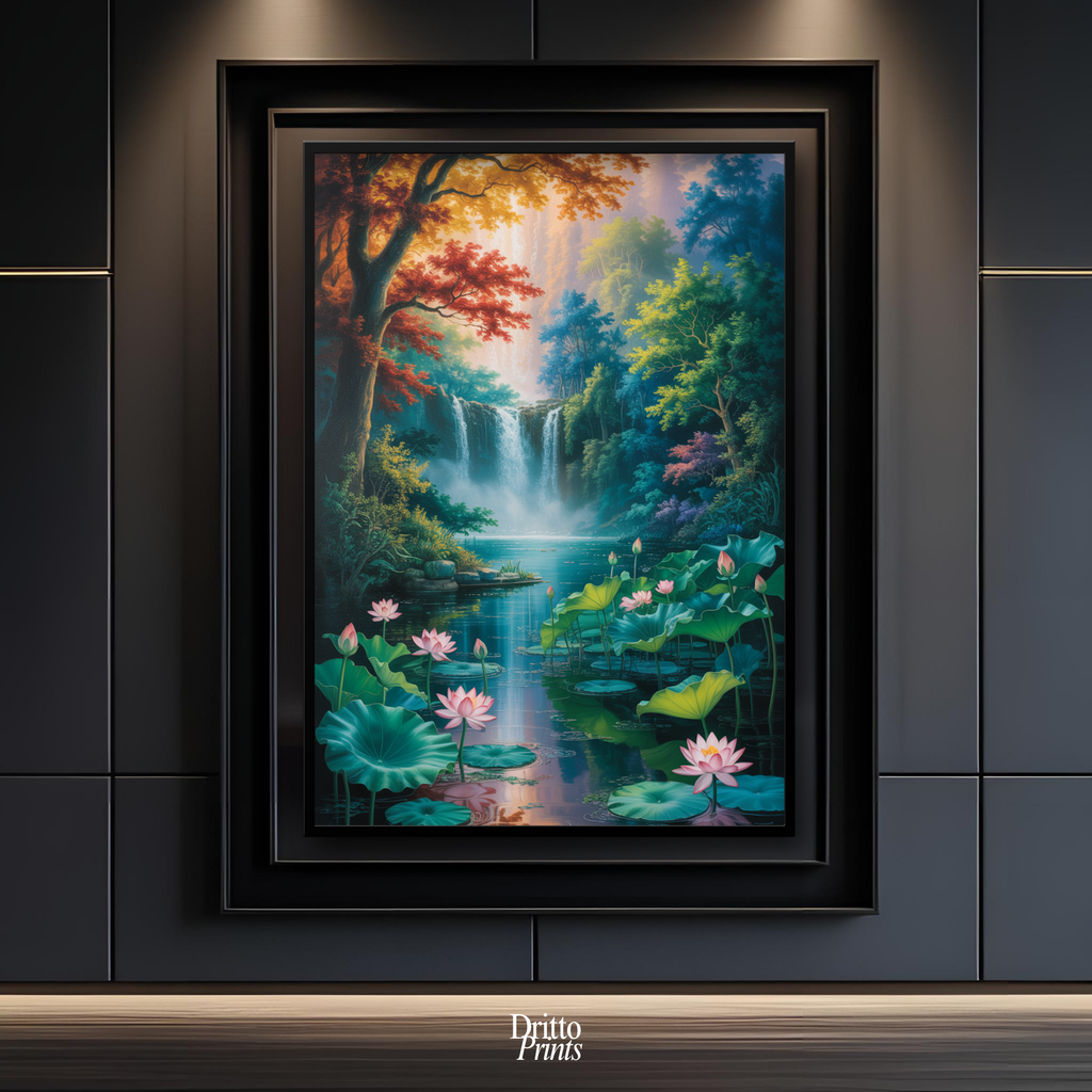 (FD26) Dream of the Lotus Falls - Framed matte paper poster