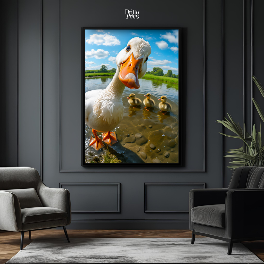 (FD15) Duck, Duck... Hello! - Framed matte paper poster